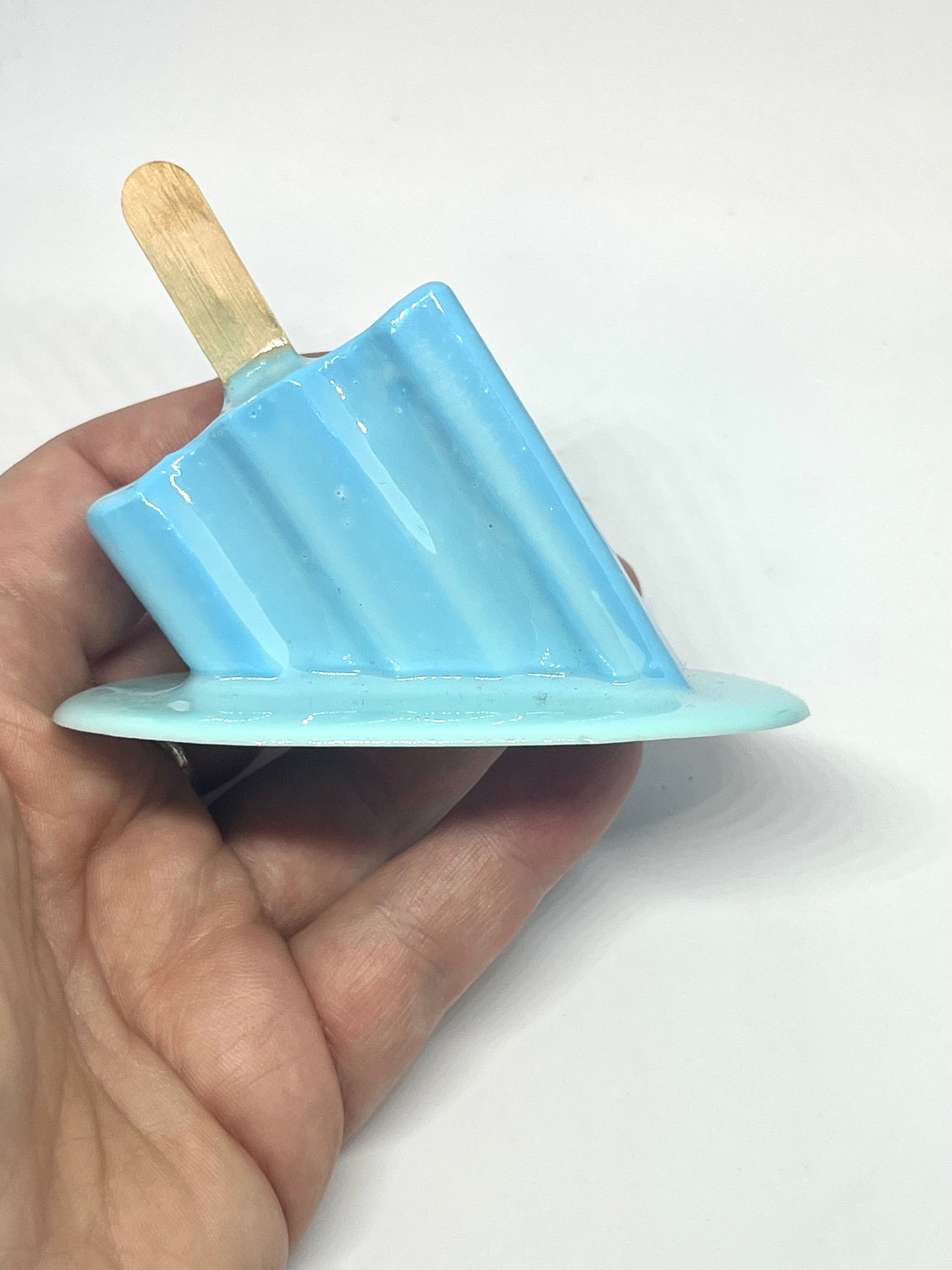 Blue melting mini popsicle resin sculpture