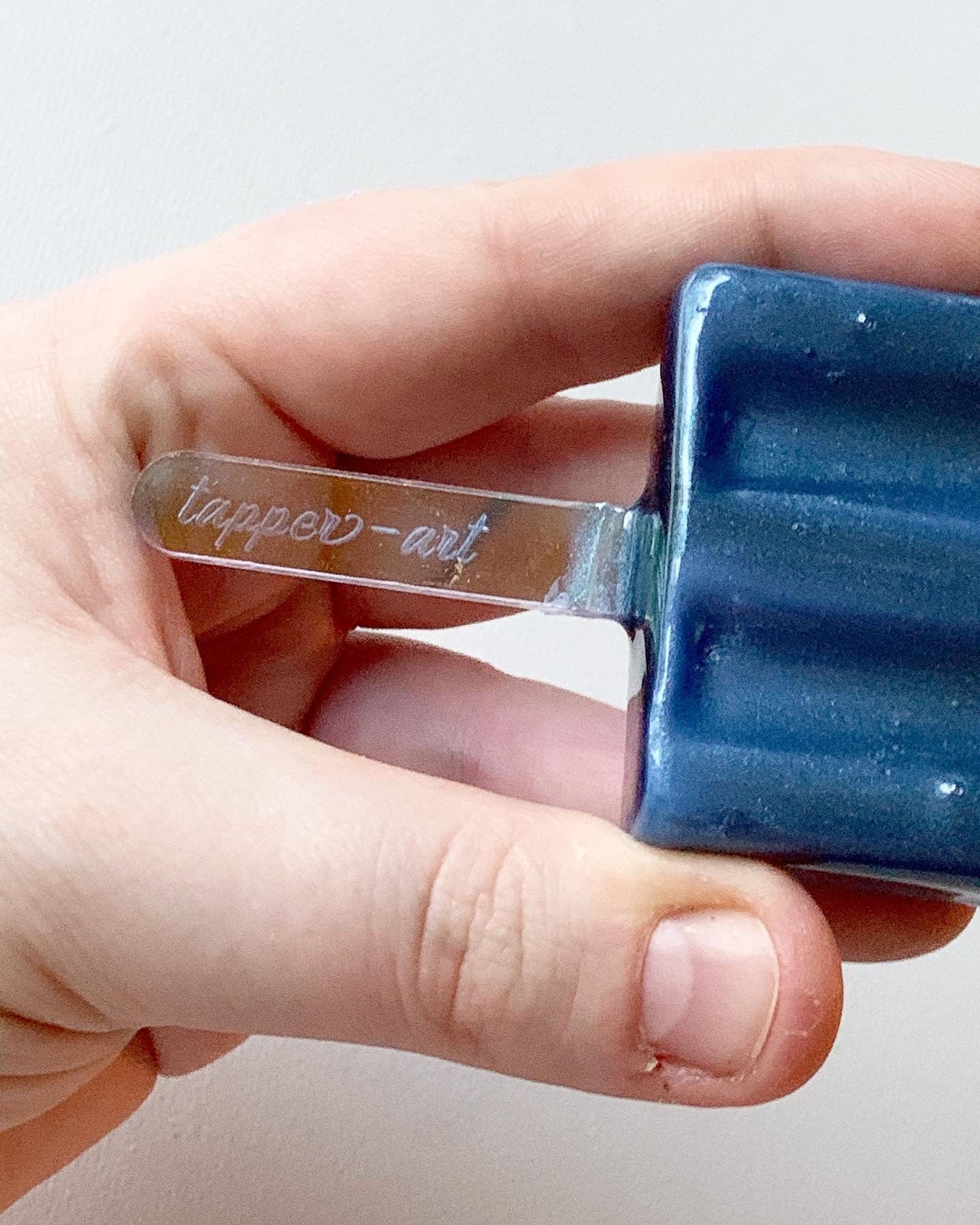 Metallic Blue Melting Popsicle Resin Sculpture