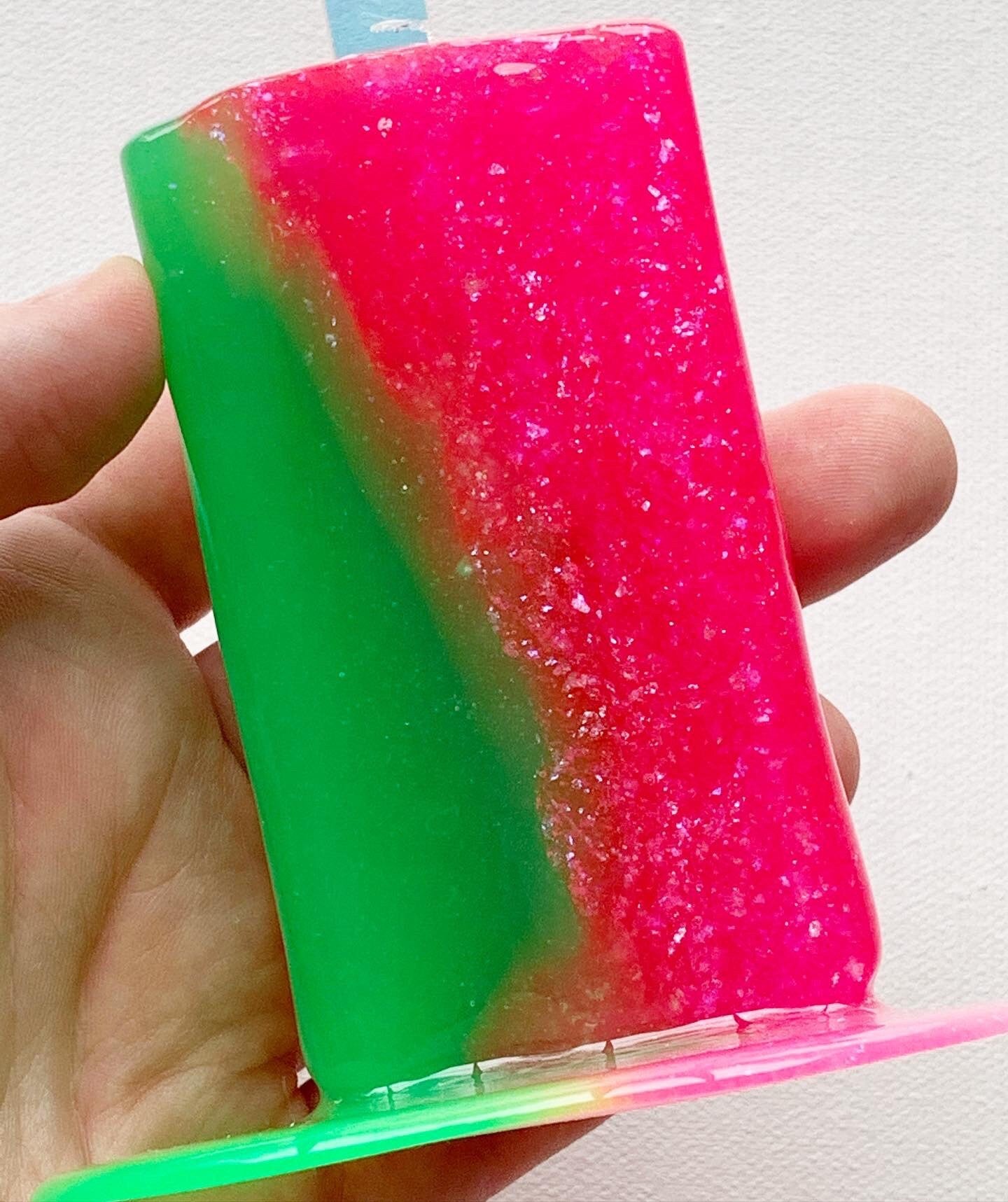 Neon Pink/Neon Green Melting Popsicle Resin Sculpture