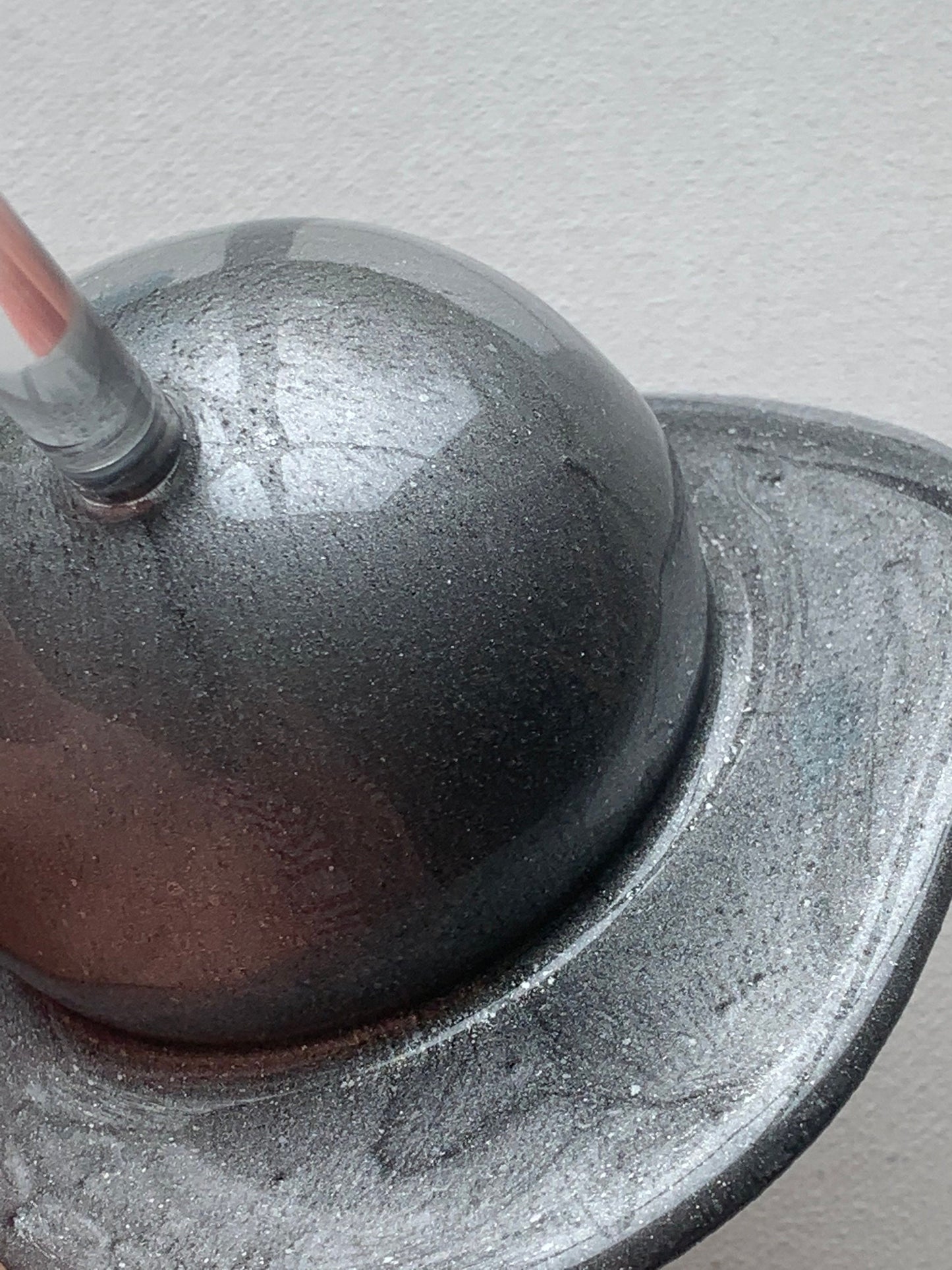 Metallic Silver Melting Lollipop Resin Sculpture