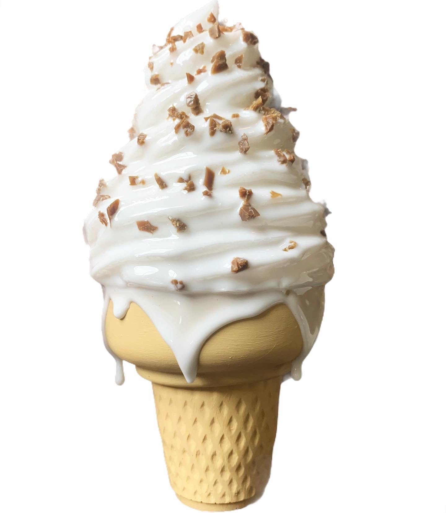 White Melting Ice Cream Resin Sculpture With Chocolate Sprinkles