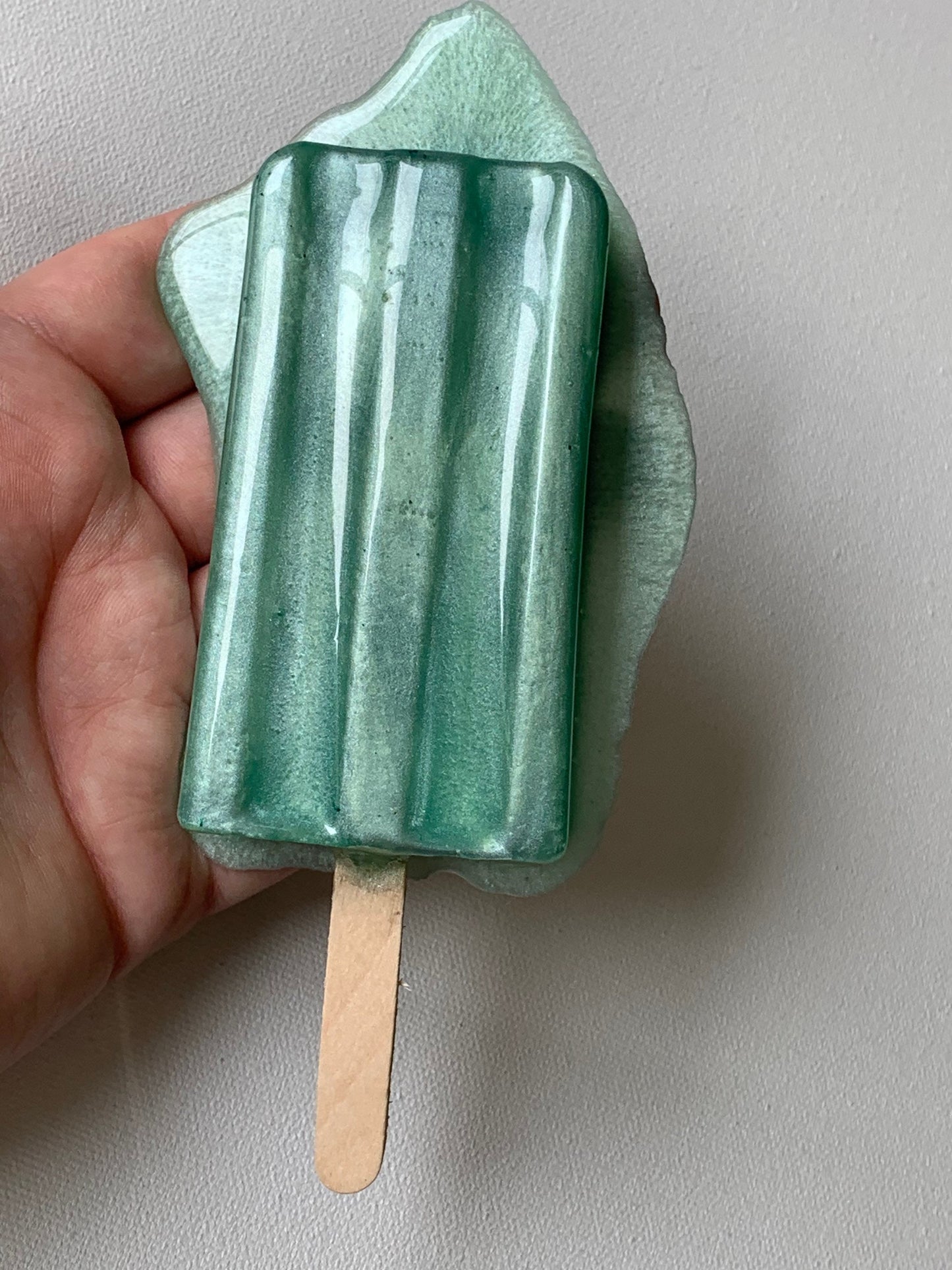 Mint Green Melting Popsicle Resin Sculpture