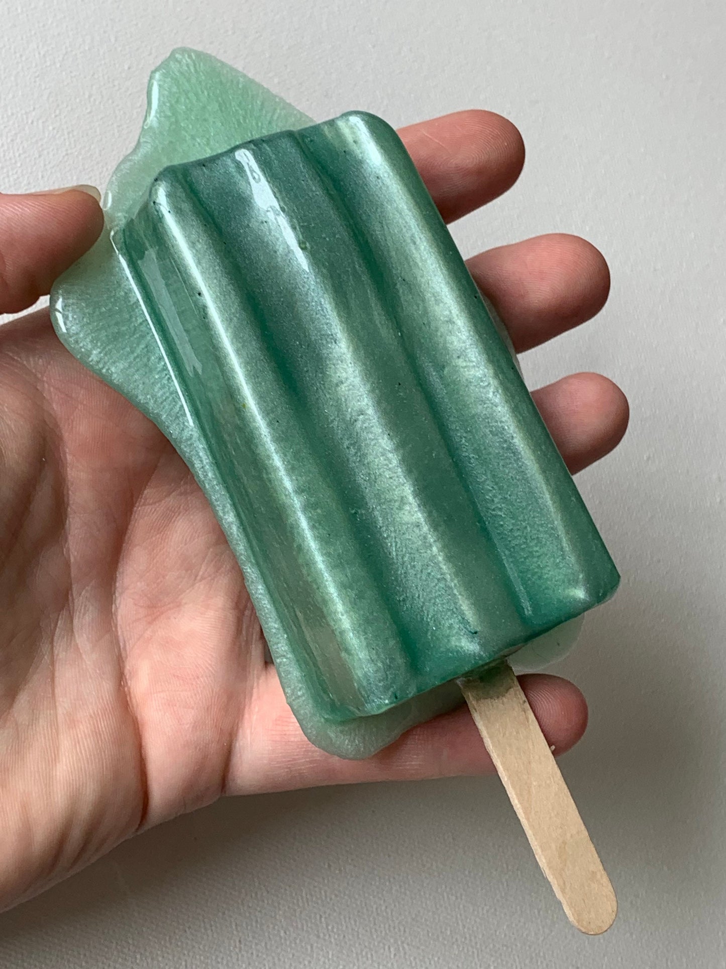 Mint Green Melting Popsicle Resin Sculpture