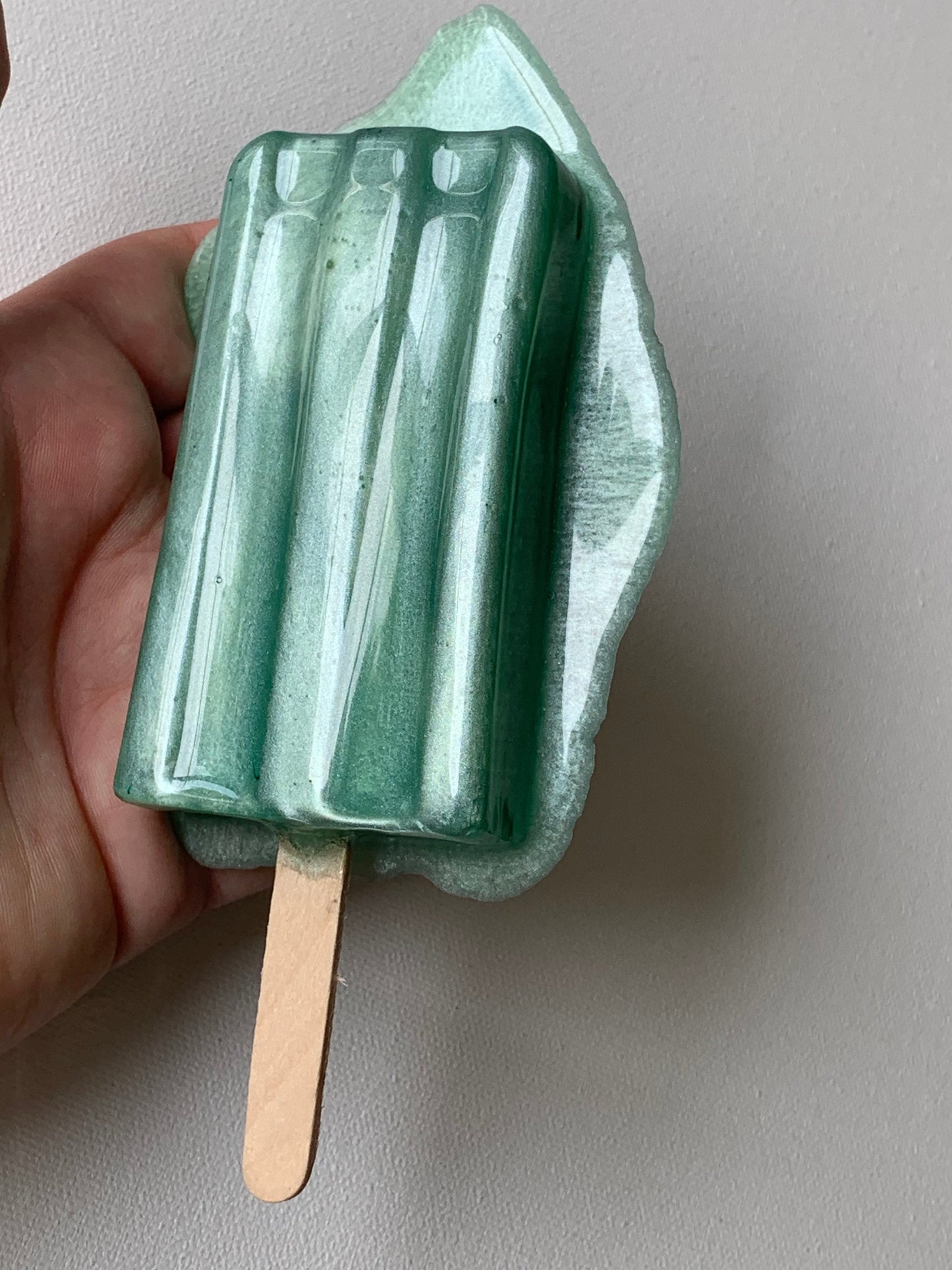 Mint Green Melting Popsicle Resin Sculpture