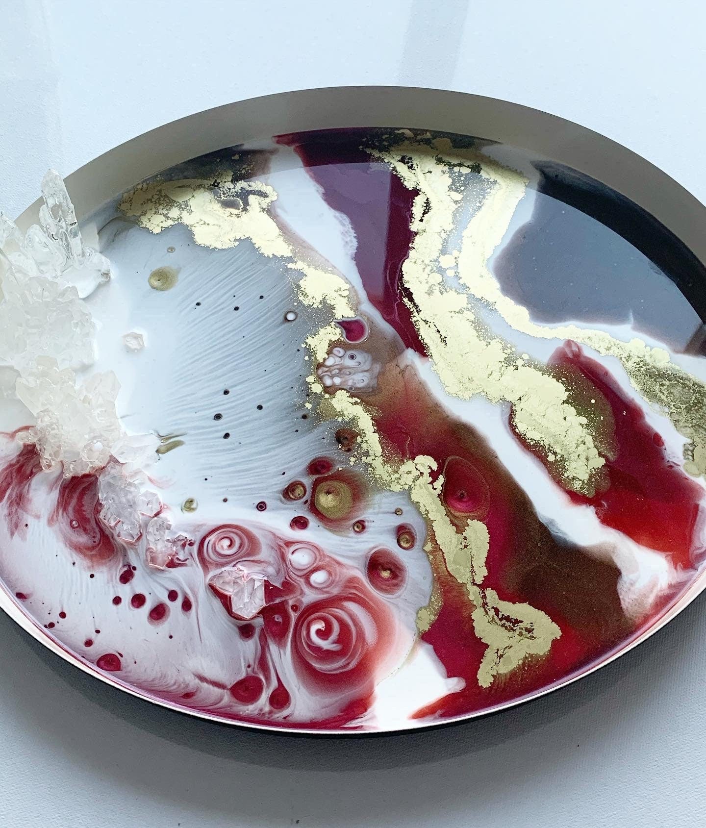 Decorative tray with resin art