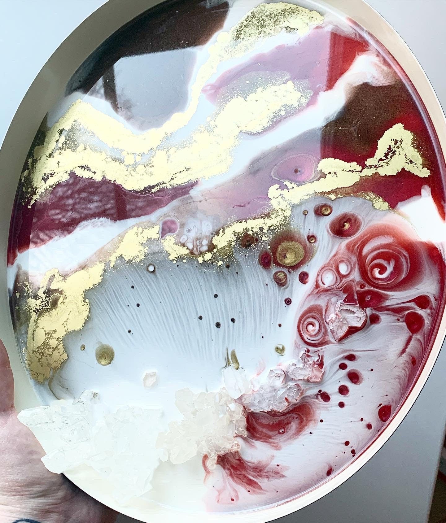 Decorative tray with resin art