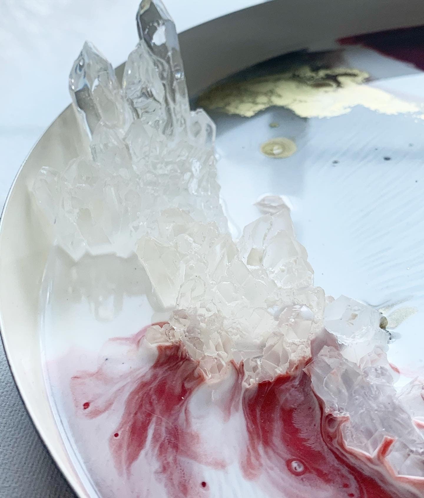 Decorative tray with resin art