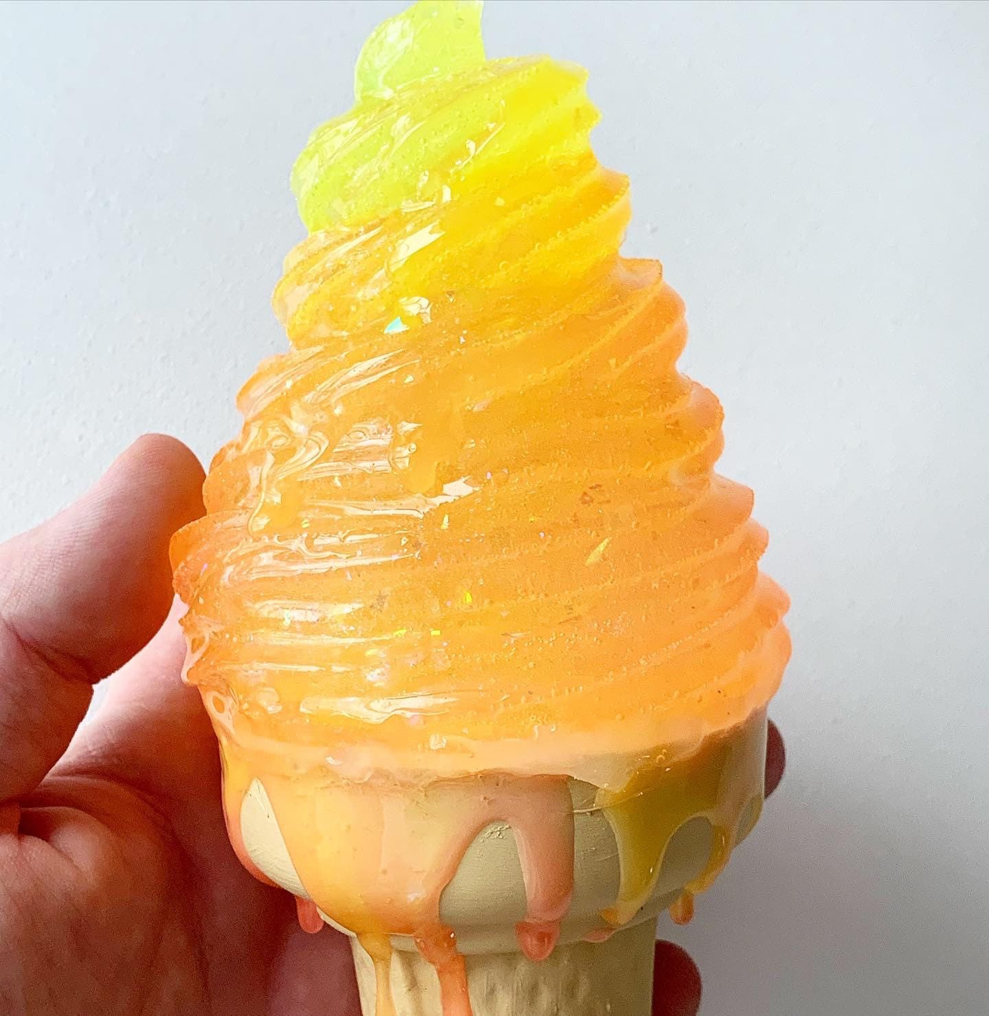 Ombré Melting Ice Cream Resin Sculpture
