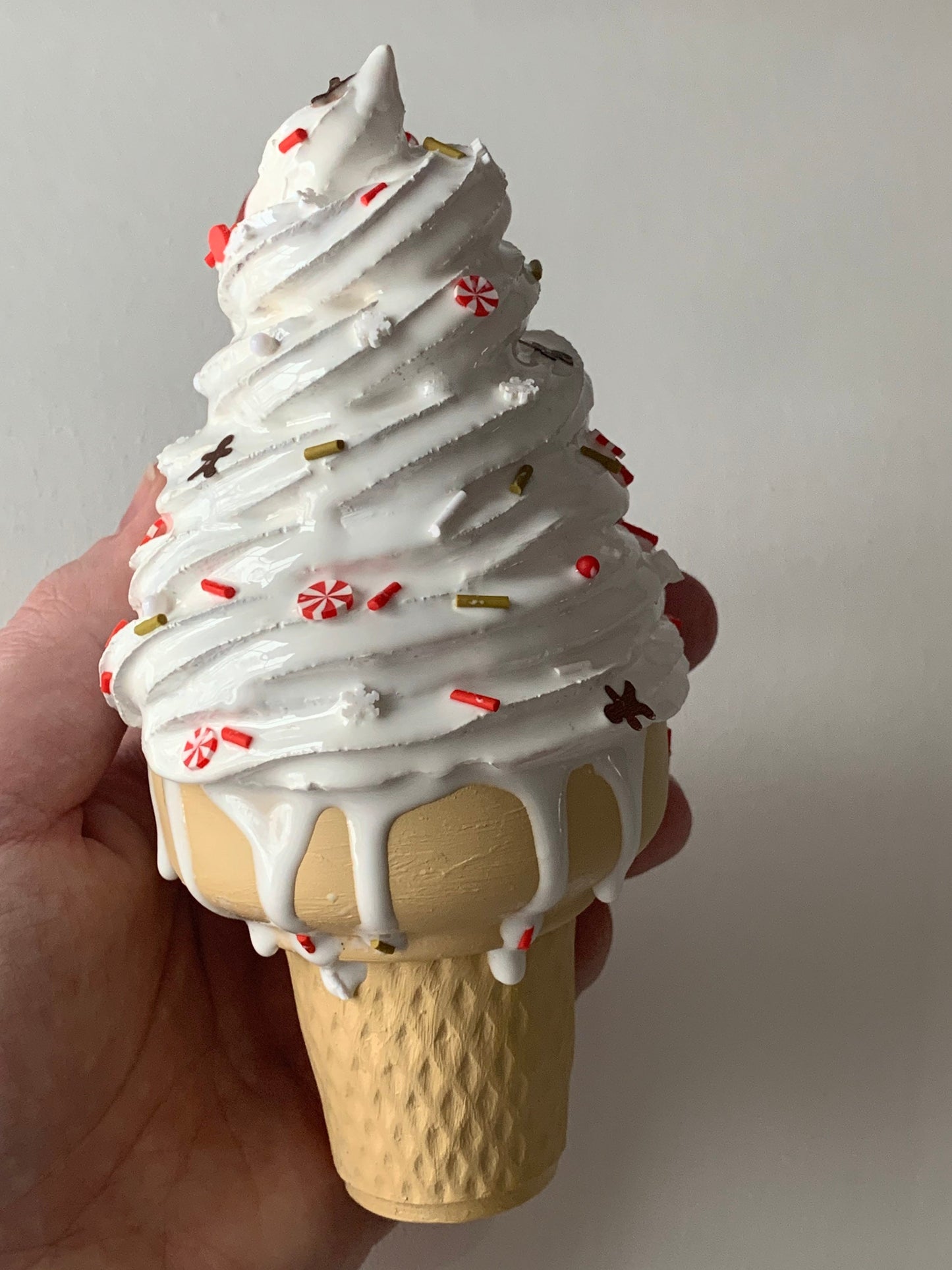 Christmassy Melting Ice Cream Resin Sculpture