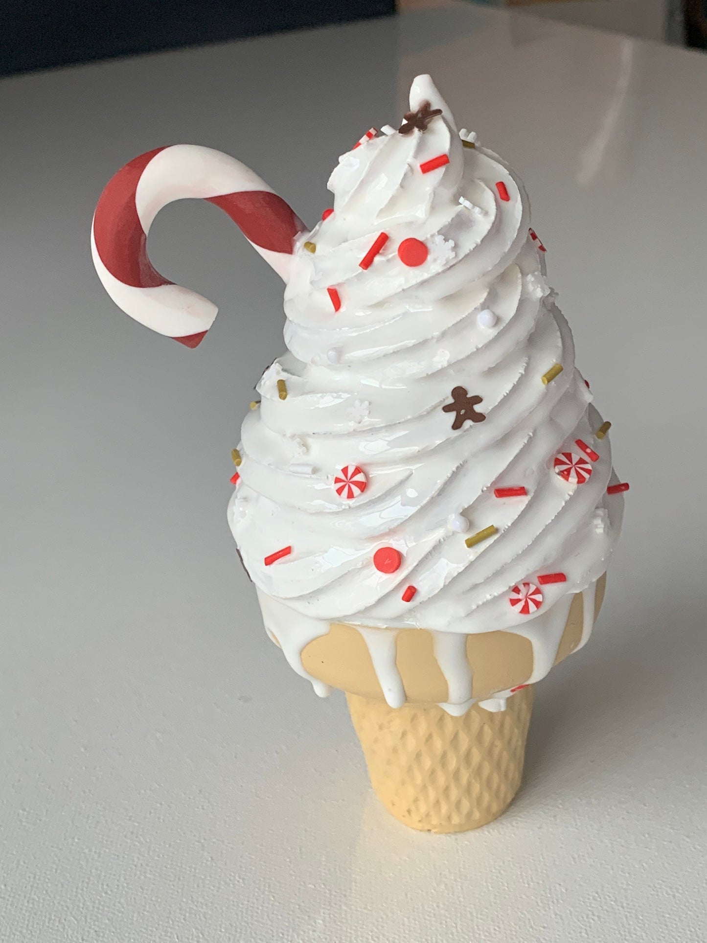Christmassy Melting Ice Cream Resin Sculpture
