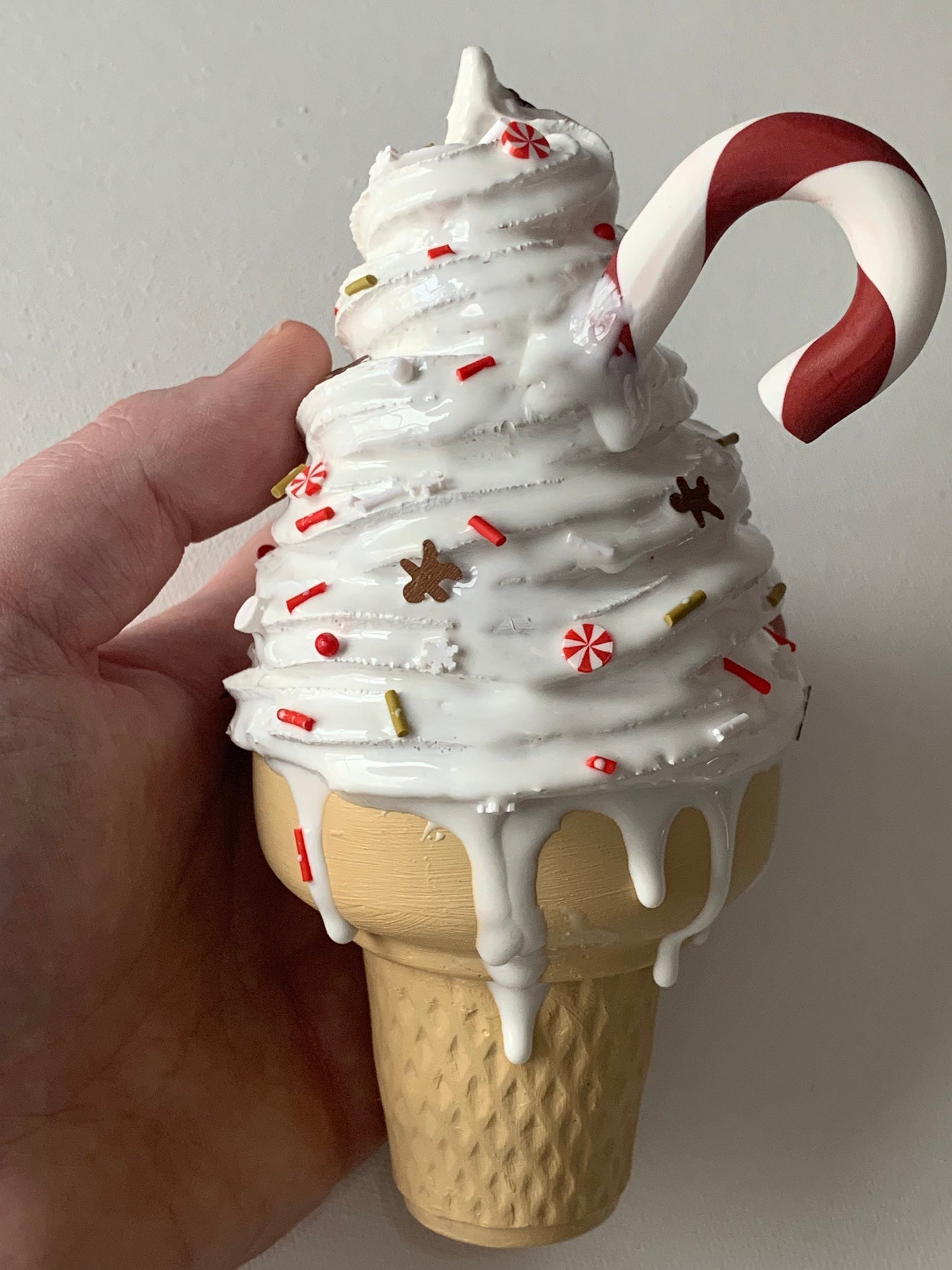 Christmassy Melting Ice Cream Resin Sculpture