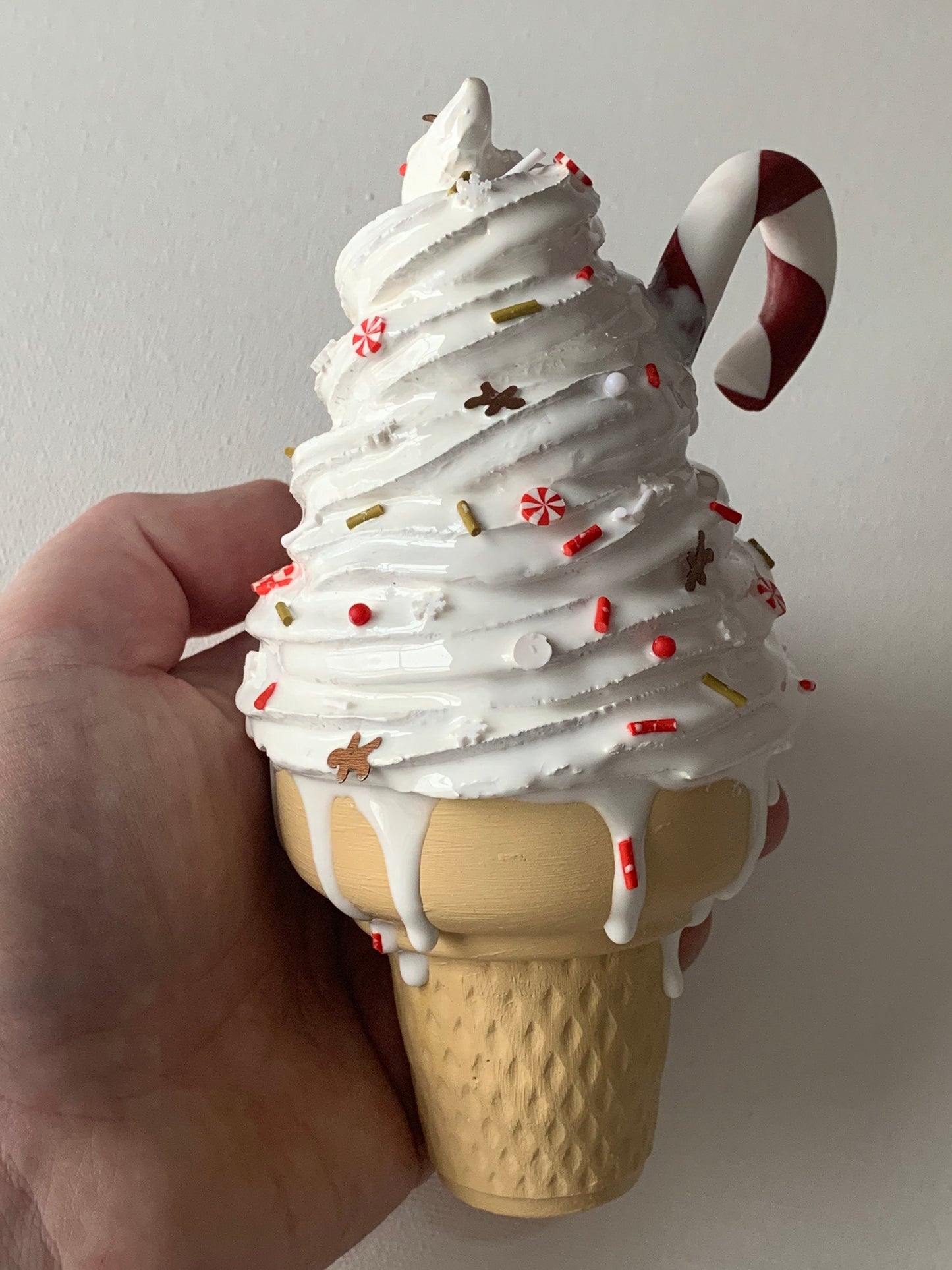 Christmassy Melting Ice Cream Resin Sculpture