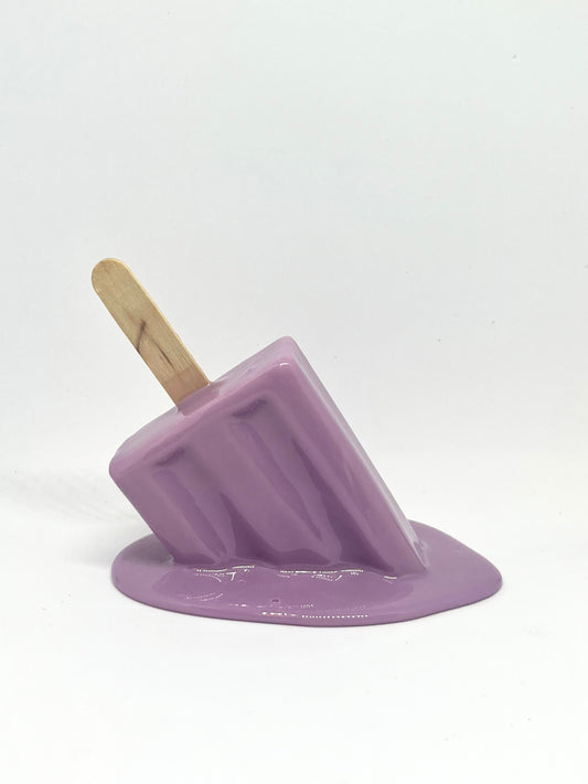 Purple melting popsicle resin sculpture