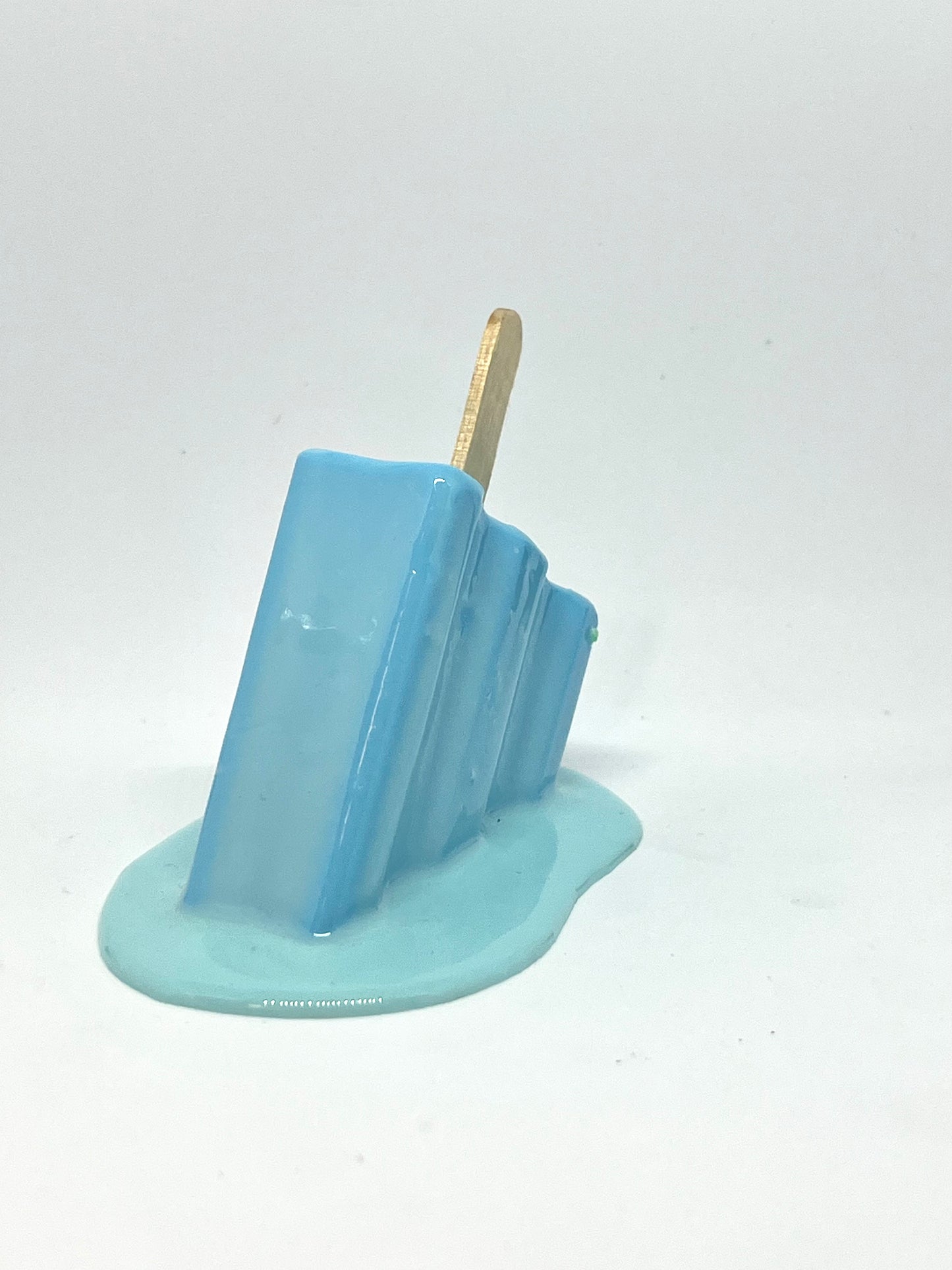 Blue melting mini popsicle resin sculpture