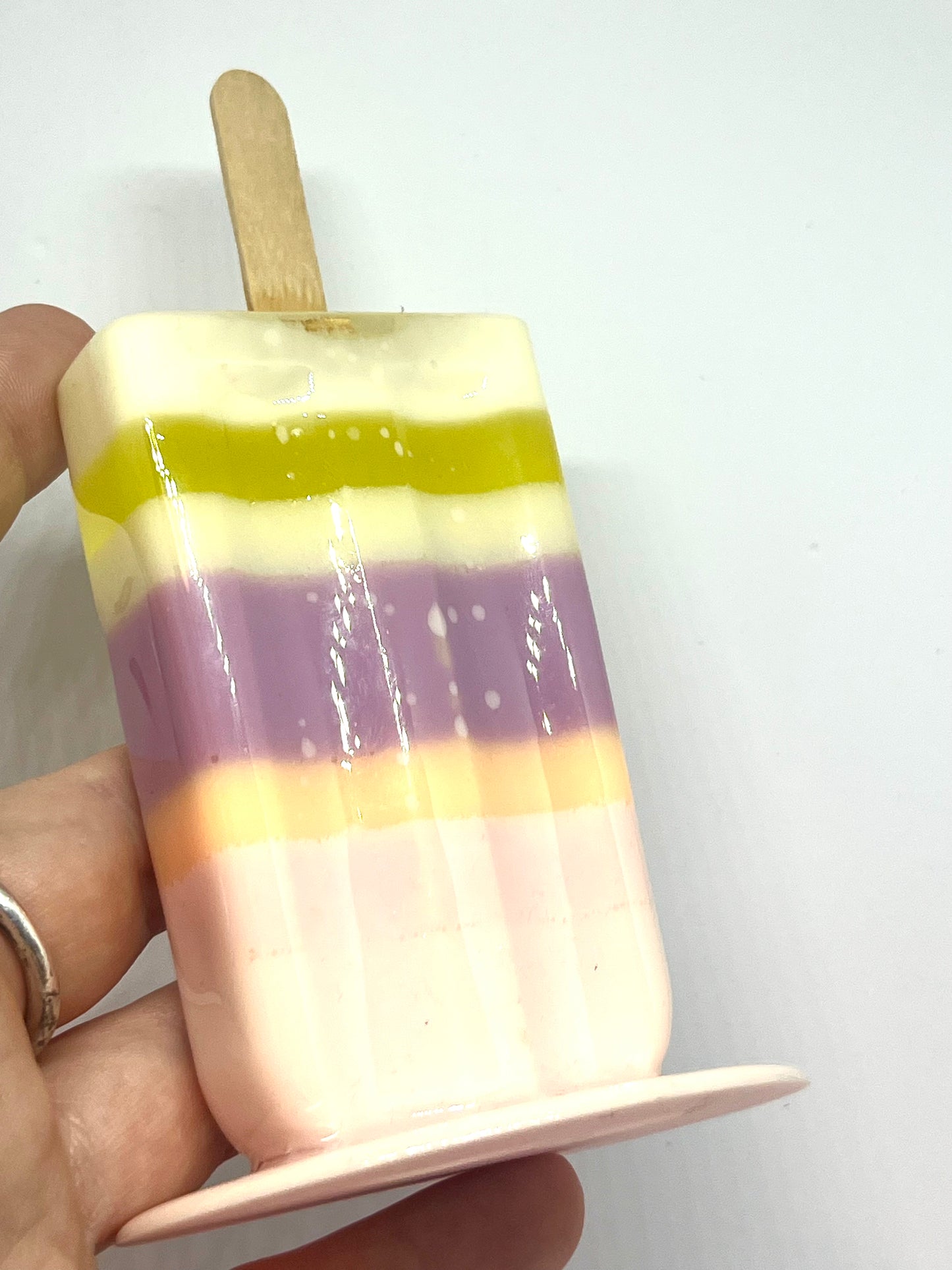 Multicolored melting popsicle resin sculpture