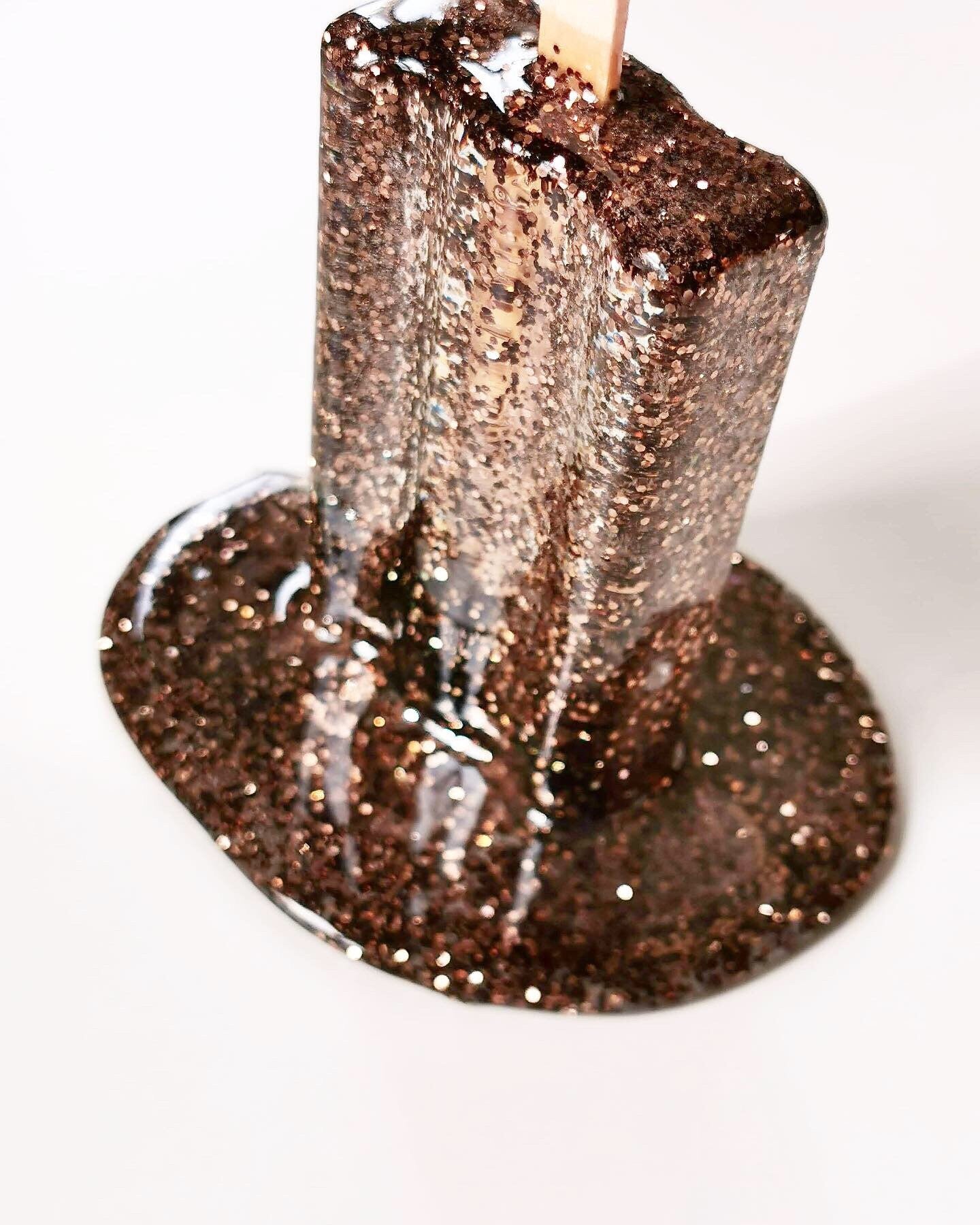 Bronze Glitter Melting Popsicle Resin Sculpture