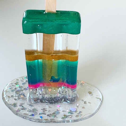 Multicolored Sparkling Melting Popsicle Resin Sculpture