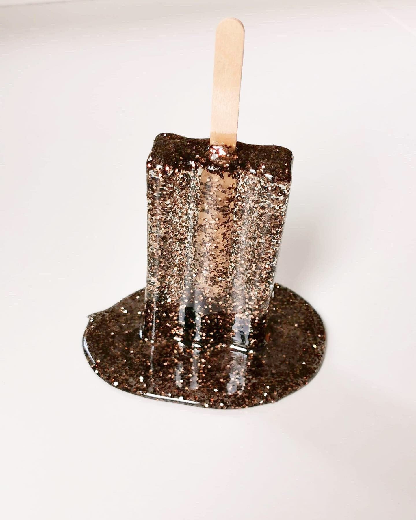 Bronze Glitter Melting Popsicle Resin Sculpture