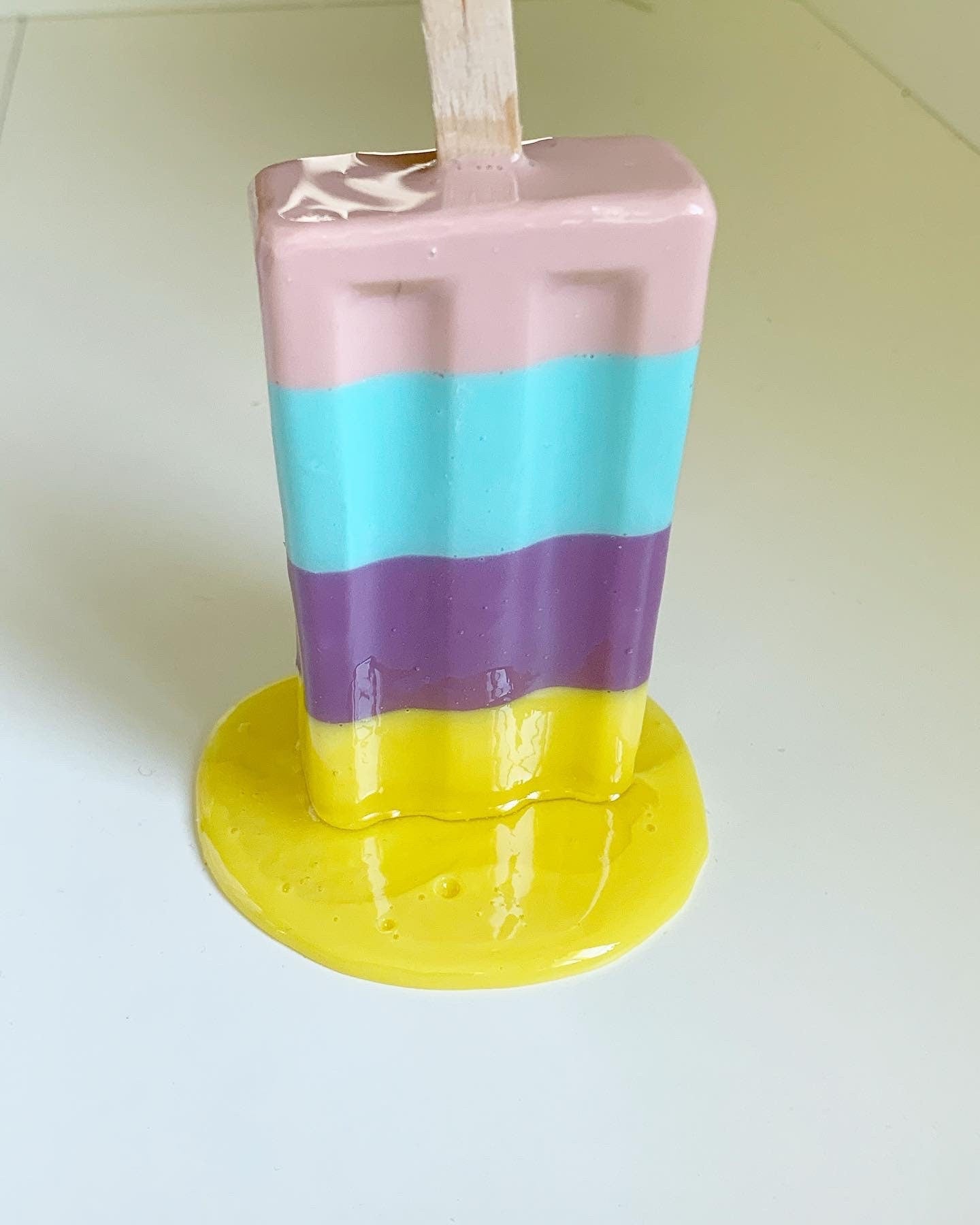 Multicolored Melting Popsicle Resin Sculpture