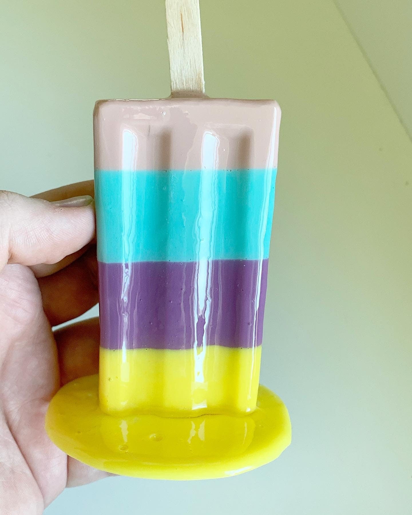 Multicolored Melting Popsicle Resin Sculpture