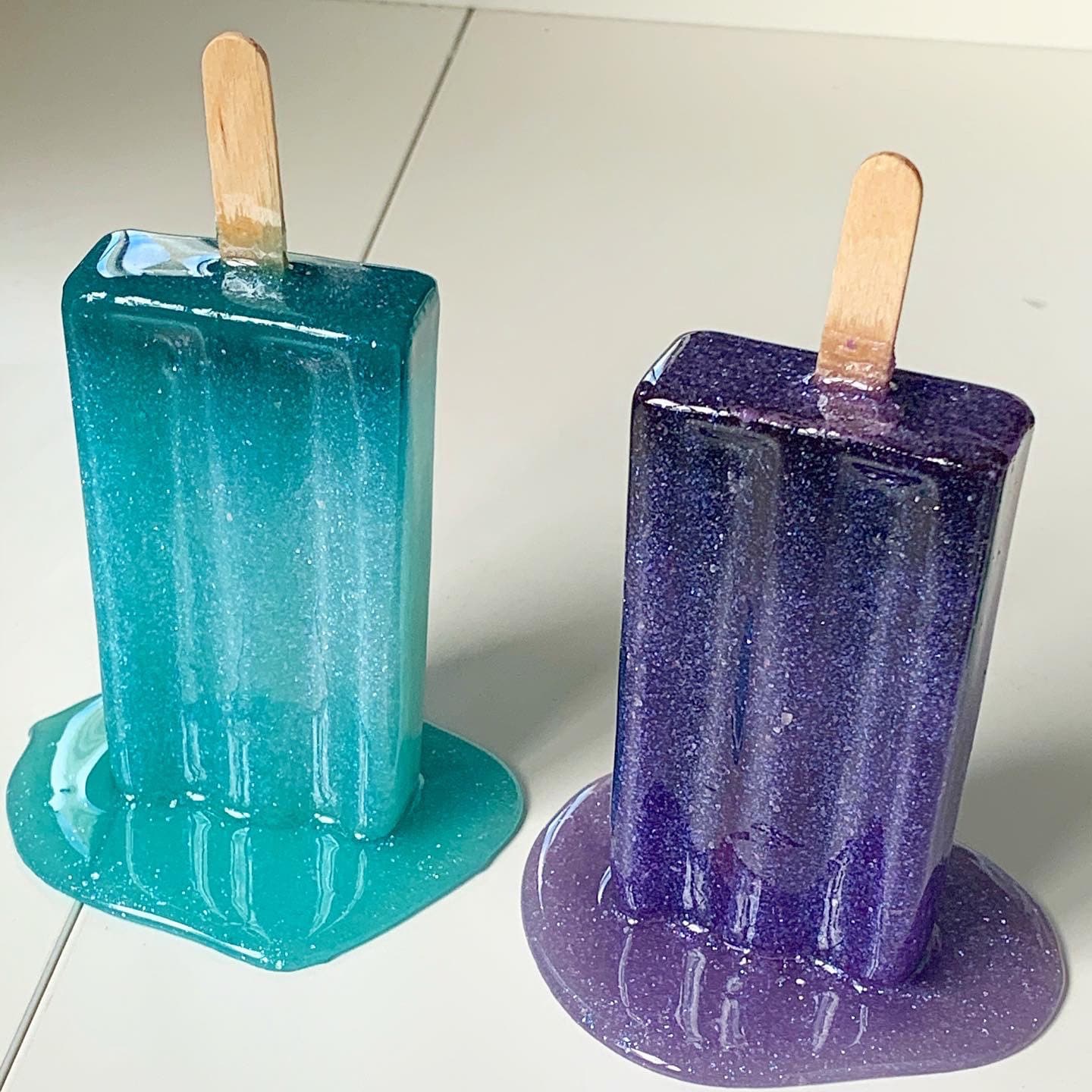 Purple Melting Popsicle Resin Sculpture