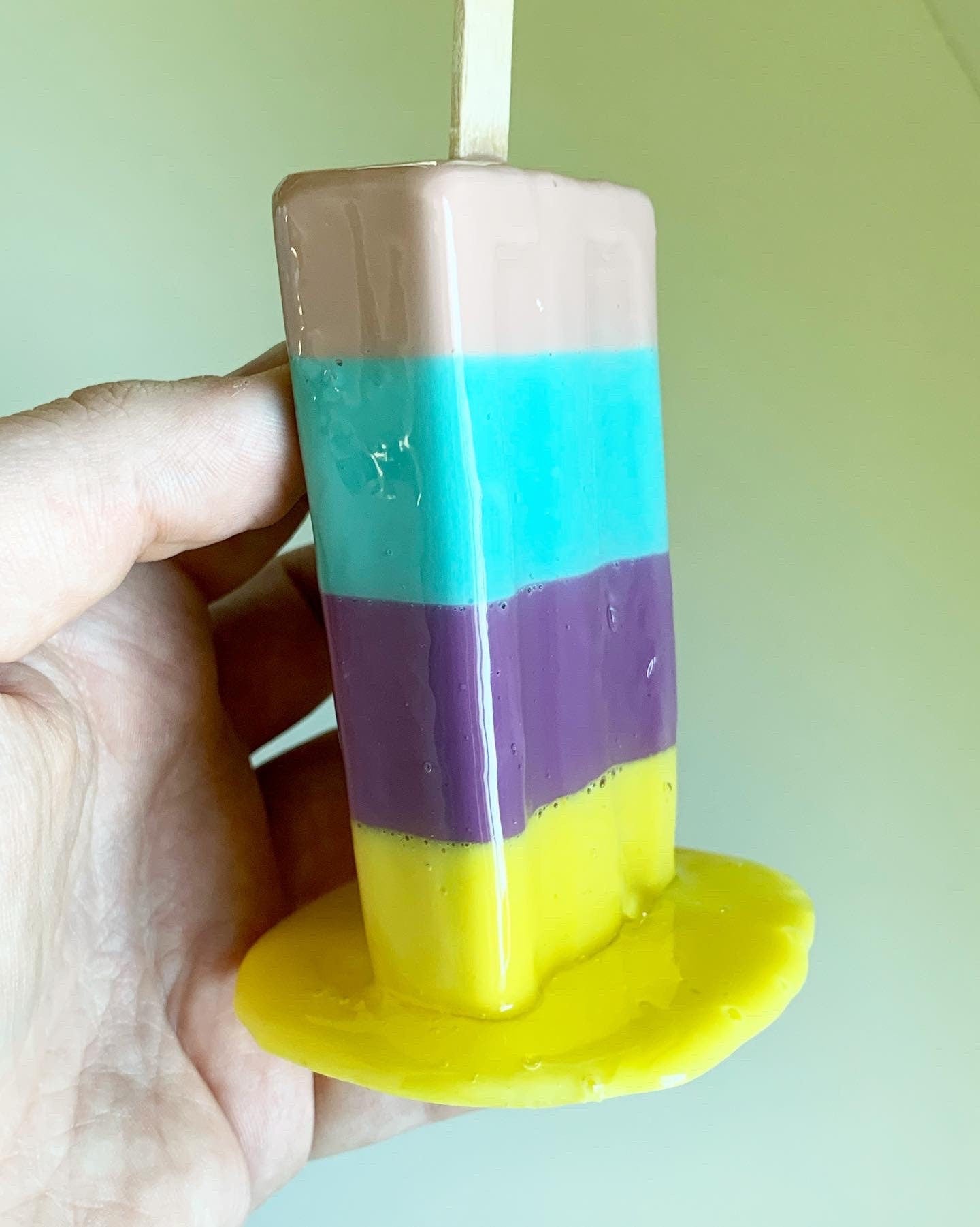 Multicolored Melting Popsicle Resin Sculpture