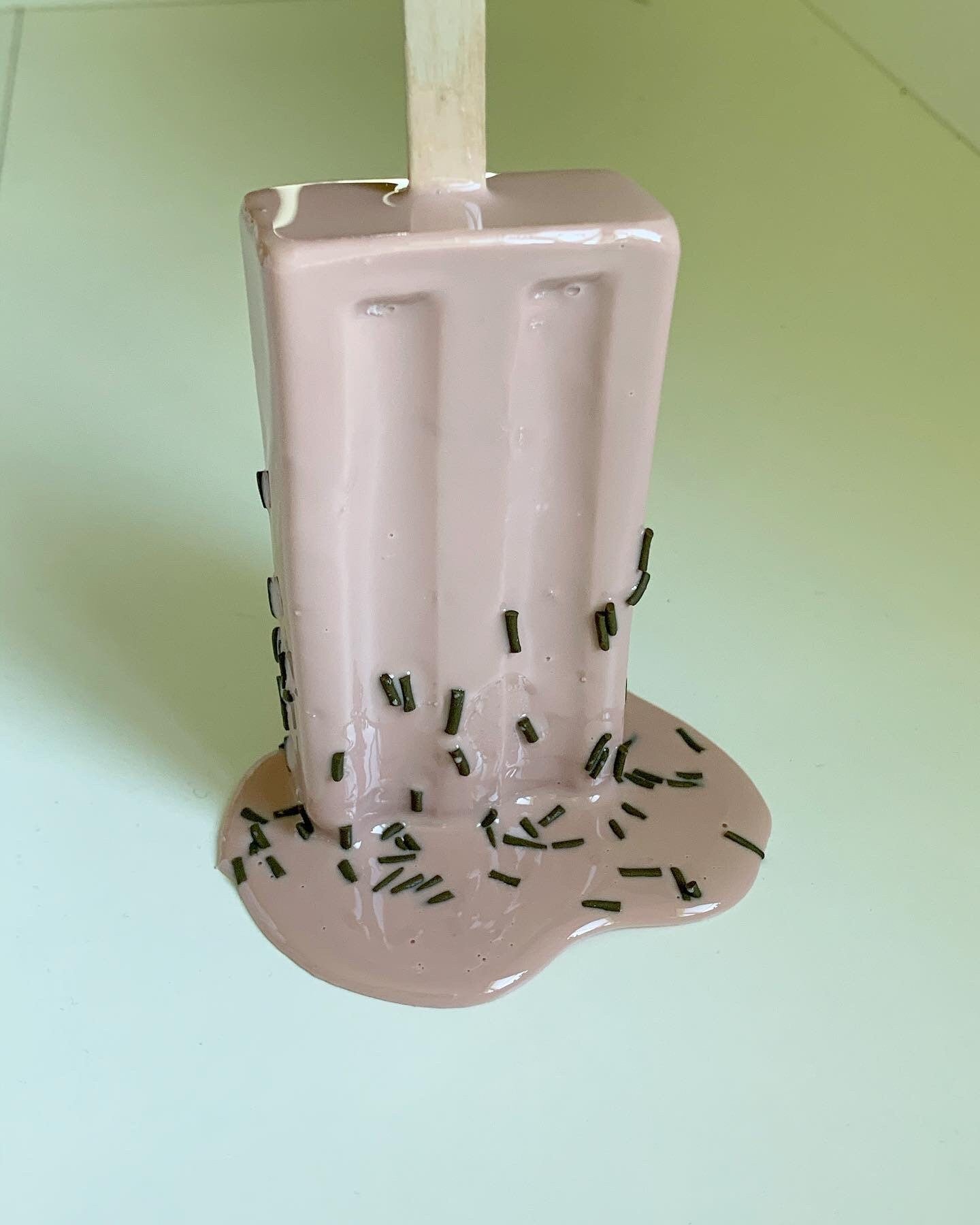 Dusty Pink Melting Popsicle Resin Sculpture