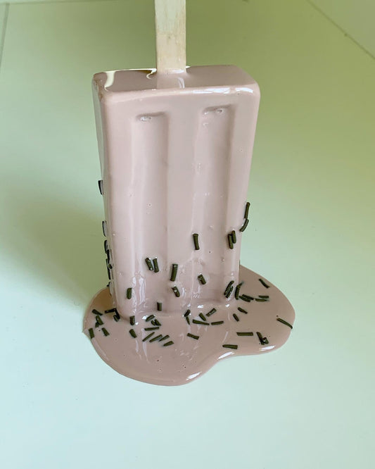 Dusty Pink Melting Popsicle Resin Sculpture