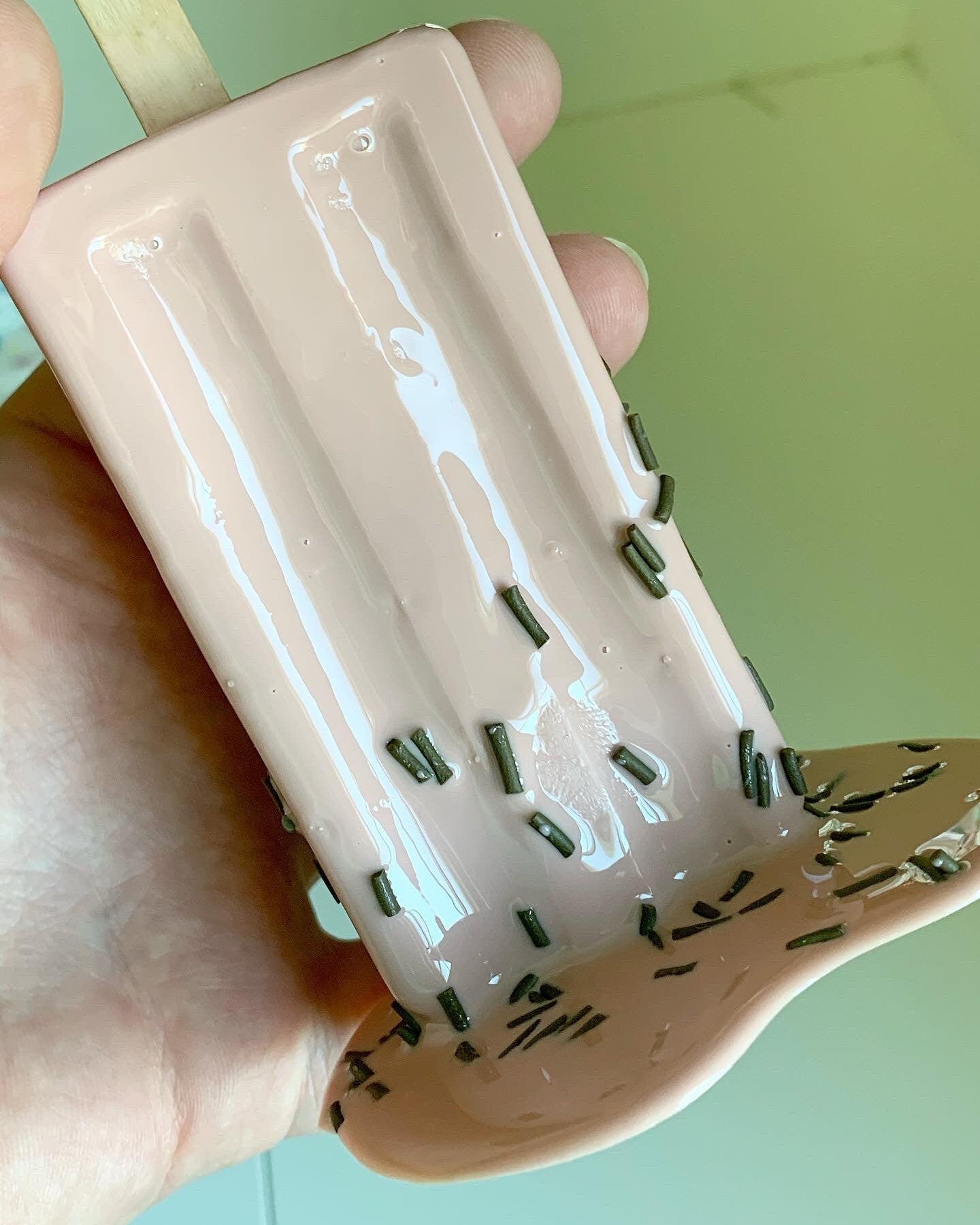 Dusty Pink Melting Popsicle Resin Sculpture