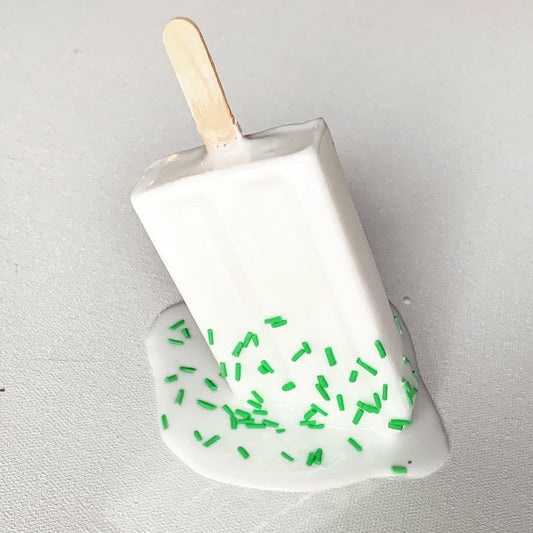 White Sprinkled Melting Popsicle Resin Sculpture