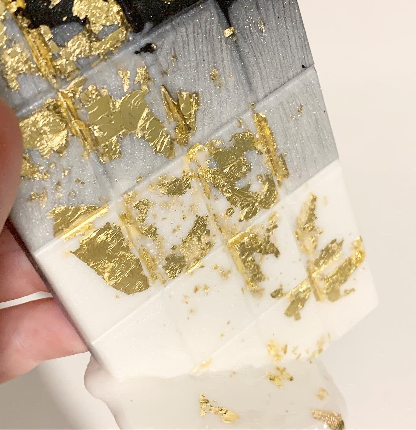 Chocolate Bar With Gold Leaf Resin Sculpture