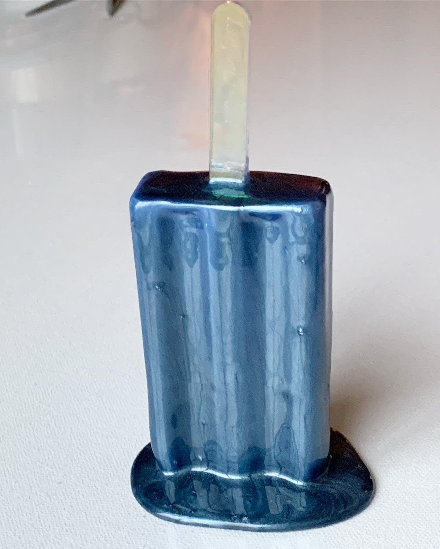 Metallic Blue Melting Popsicle Resin Sculpture