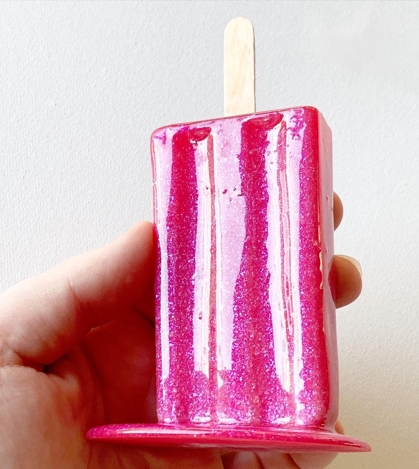 Pink Melting Popsicle Resin Sculpture