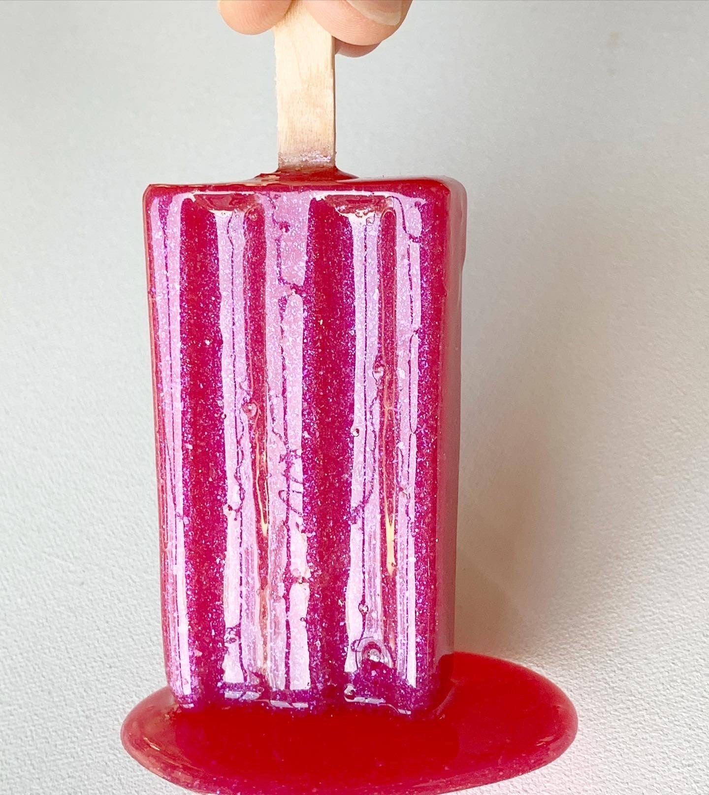 Pink Melting Popsicle Resin Sculpture