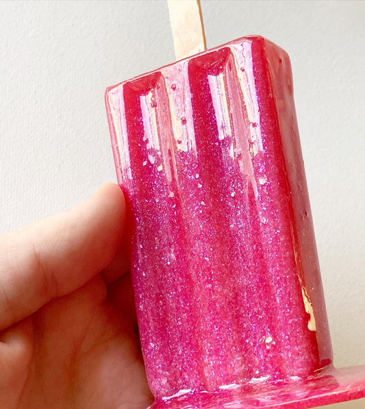 Pink Melting Popsicle Resin Sculpture