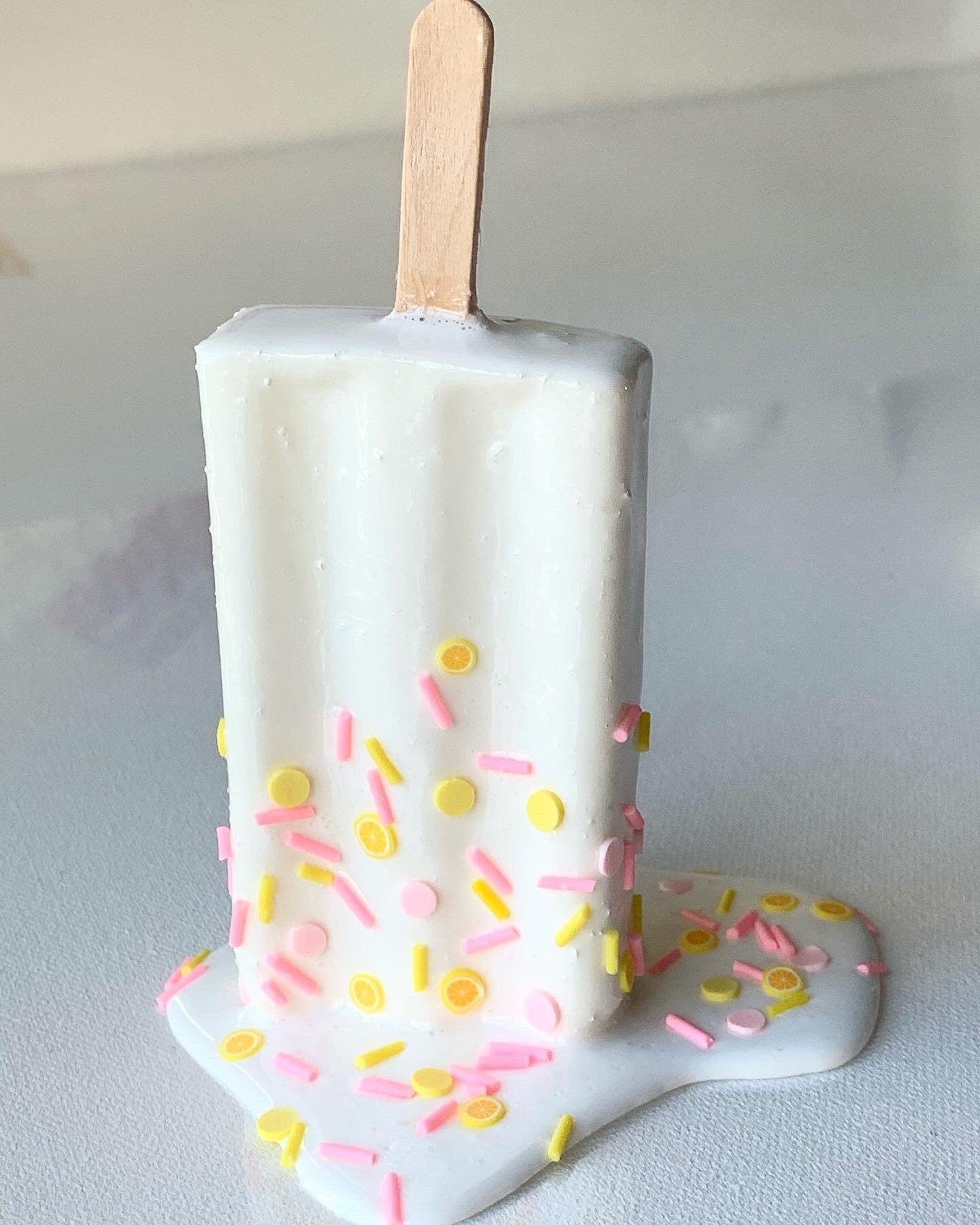 White Sprinkled Melting Popsicle Resin Sculpture
