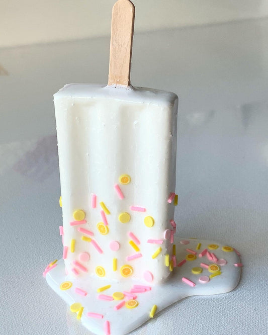 White Sprinkled Melting Popsicle Resin Sculpture