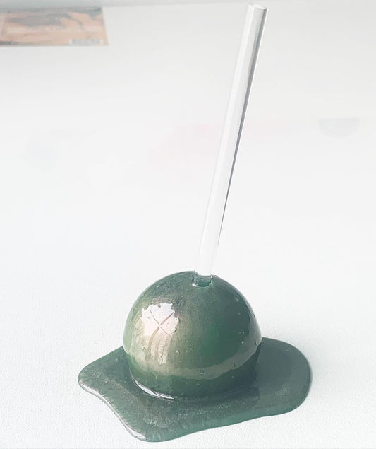 Green/Pink Shifting Melting Lollipop Resin Sculpture