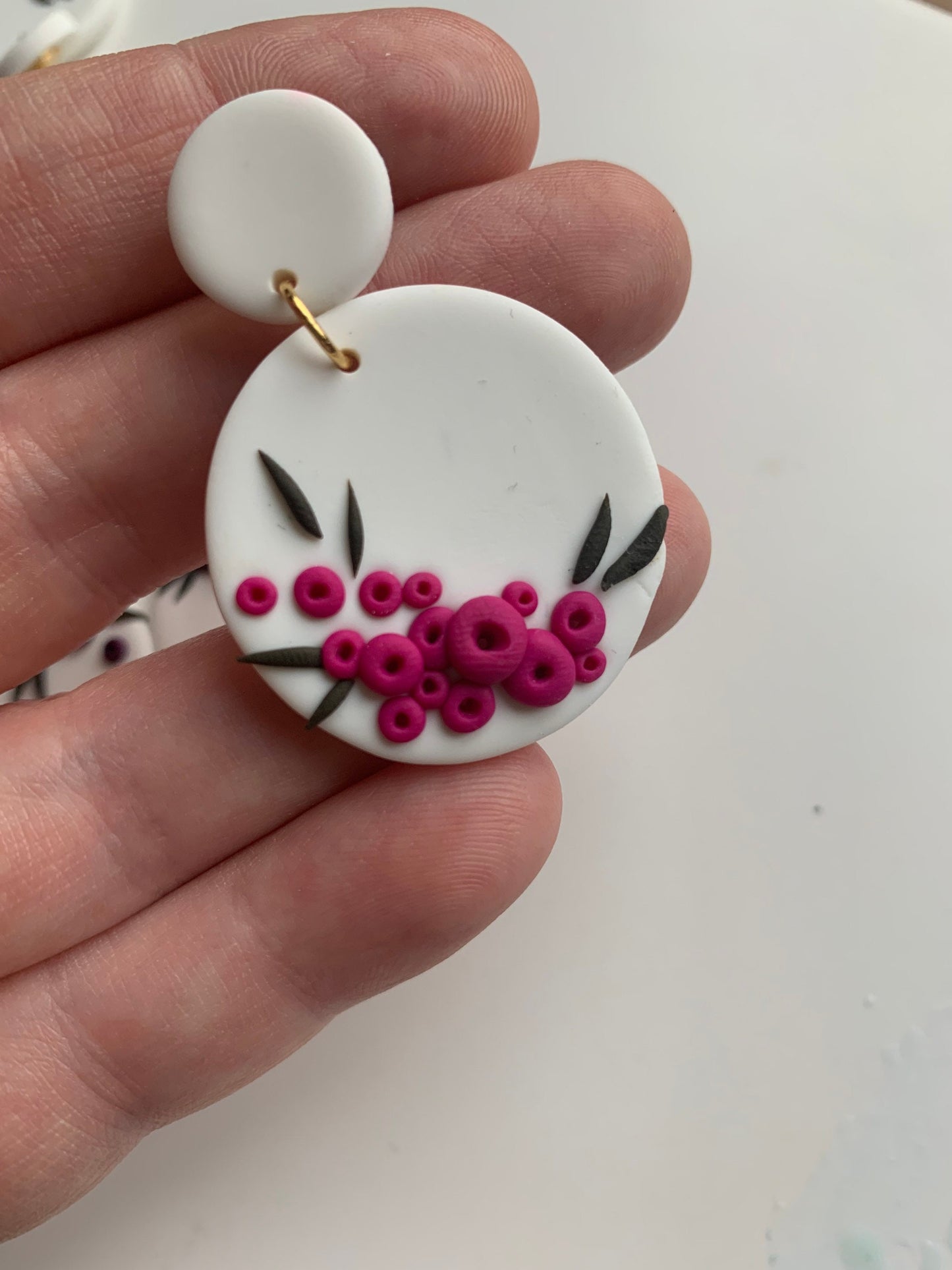 Polymer Clay Earrings With Berries, Various Colors