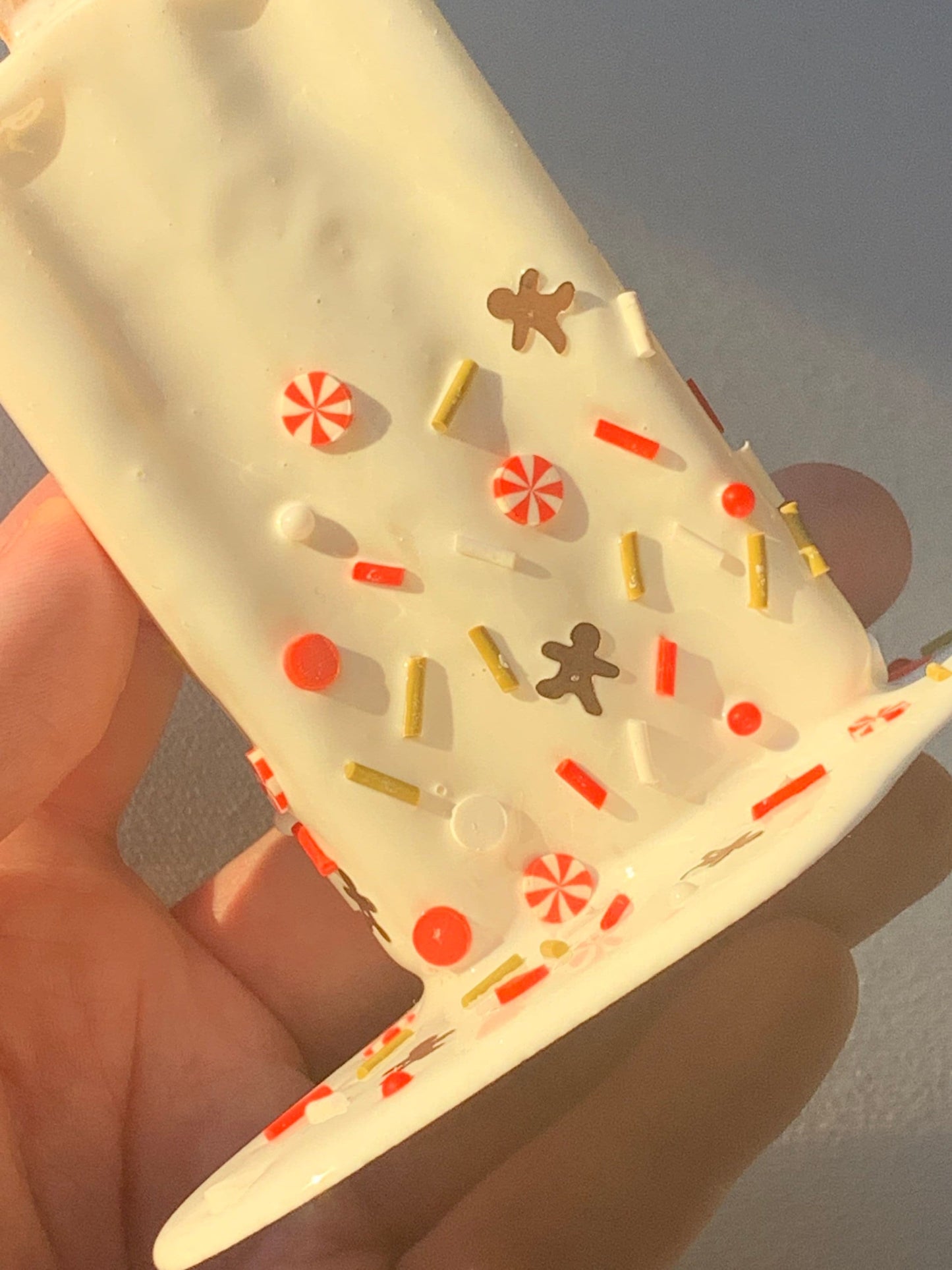 White Christmas Sprinkled Melting Popsicle Resin Sculpture