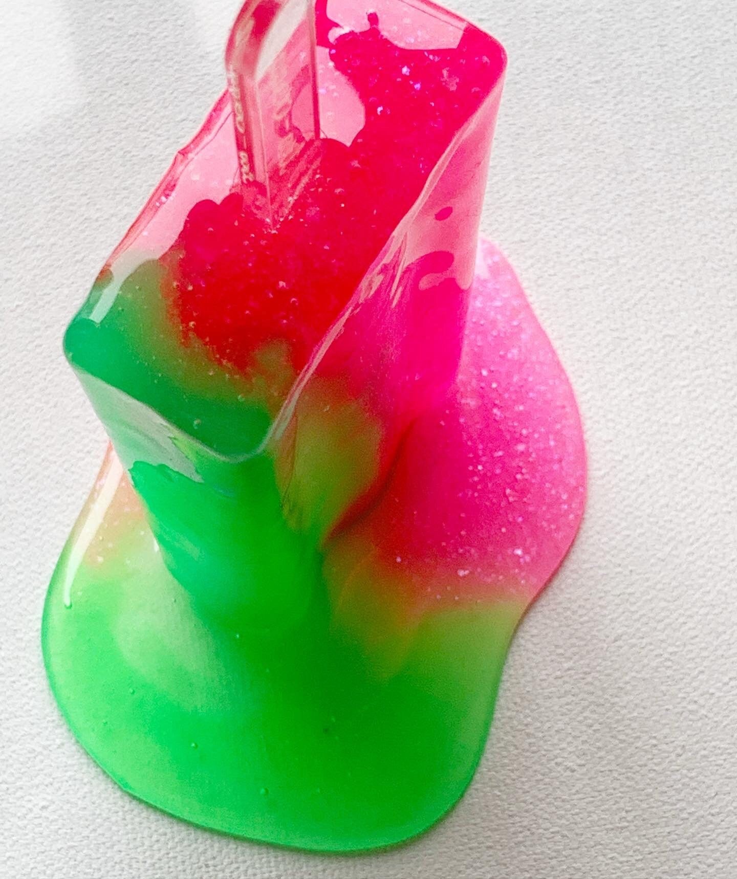 Neon Pink/Neon Green Melting Popsicle Resin Sculpture