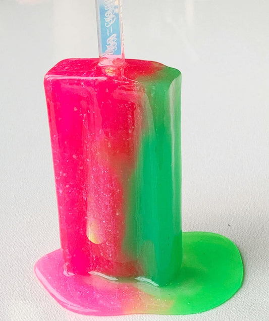 Neon Pink/Neon Green Melting Popsicle Resin Sculpture