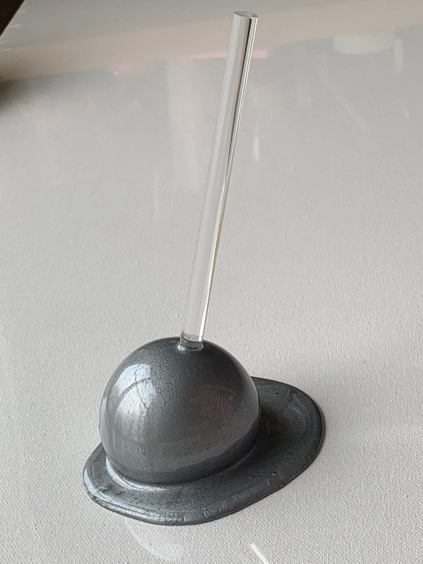 Metallic Silver Melting Lollipop Resin Sculpture