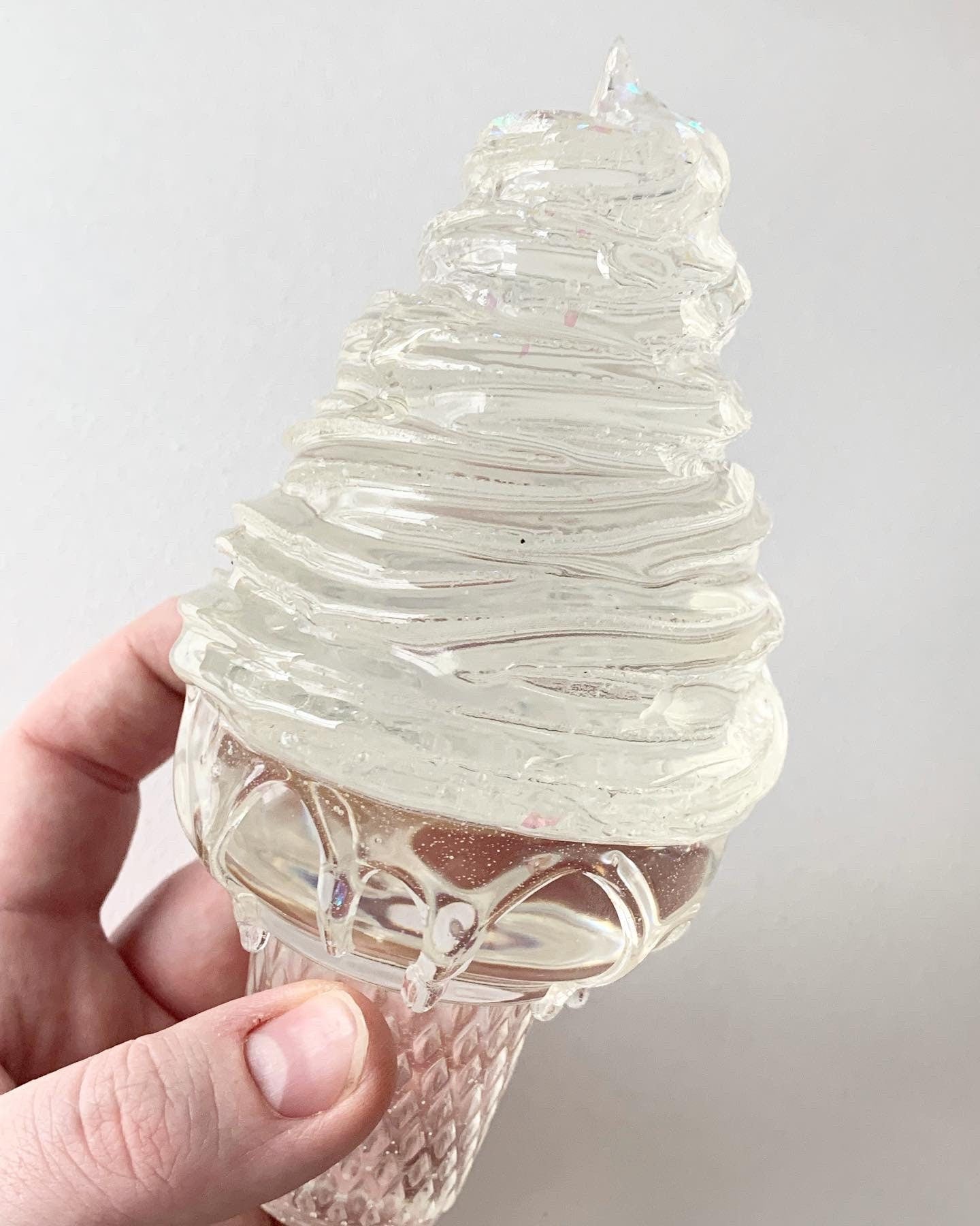Clear Melting Ice Cream Resin Sculpture