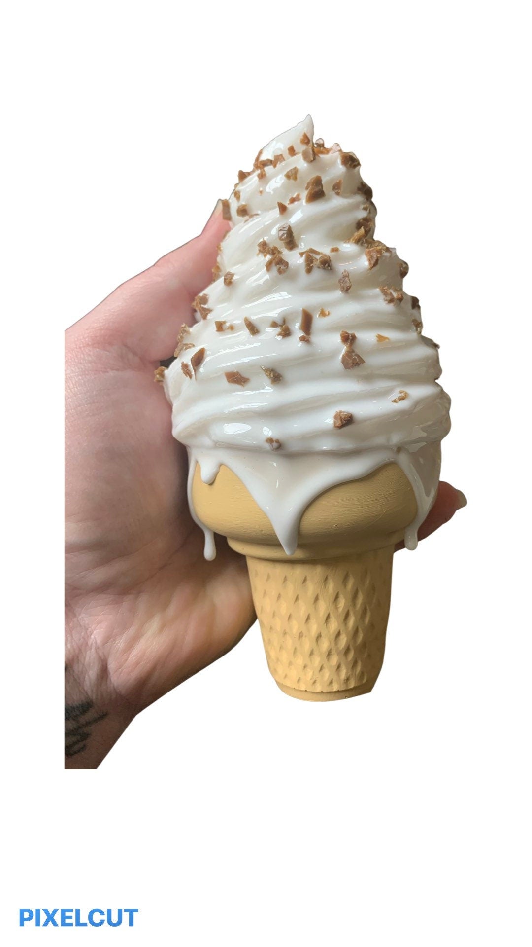 White Melting Ice Cream Resin Sculpture With Chocolate Sprinkles