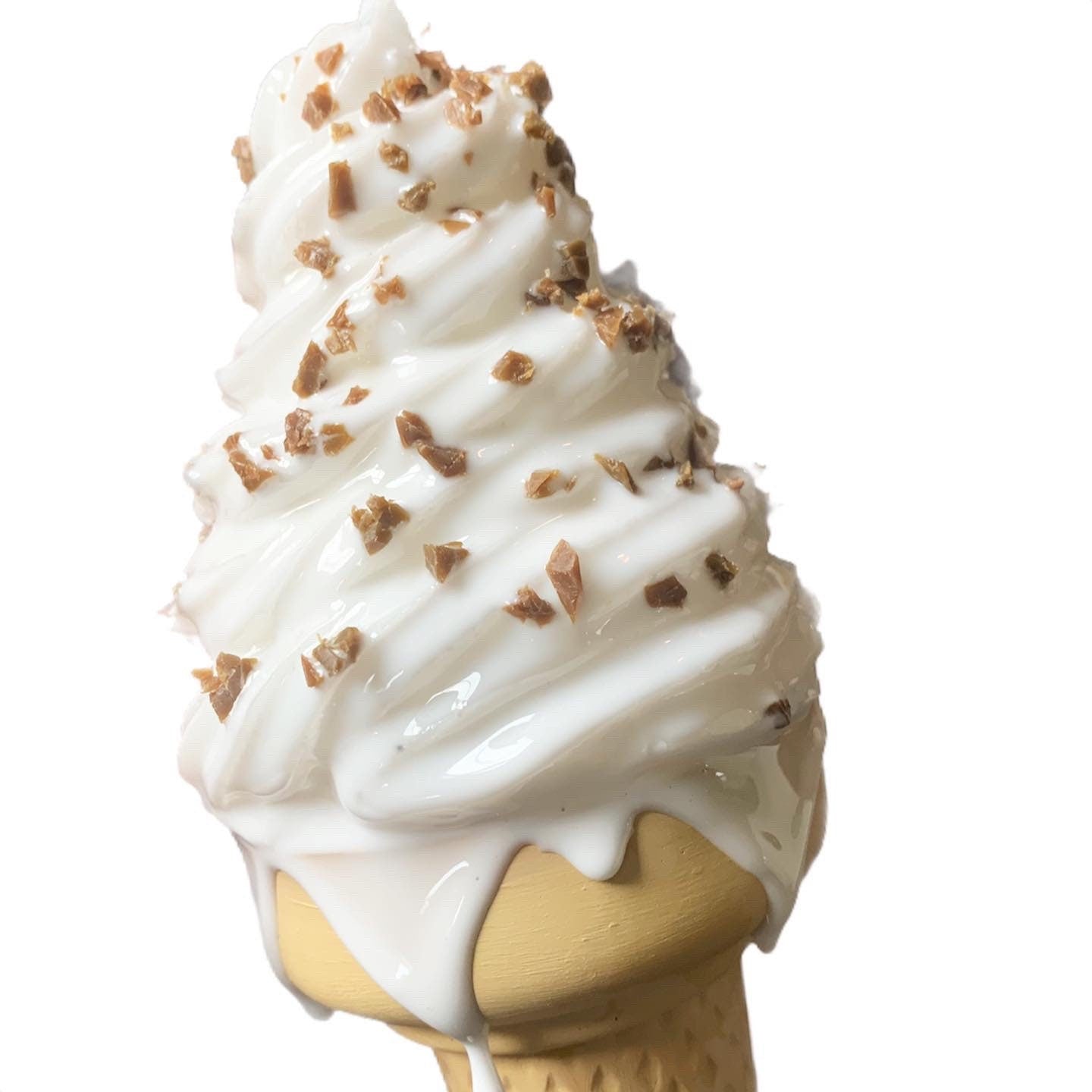 White Melting Ice Cream Resin Sculpture With Chocolate Sprinkles