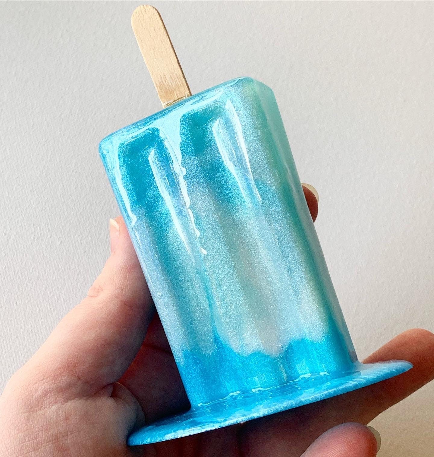 Blue Melting Popsicle Resin Sculpture