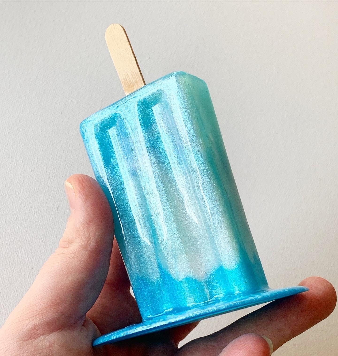 Blue Melting Popsicle Resin Sculpture