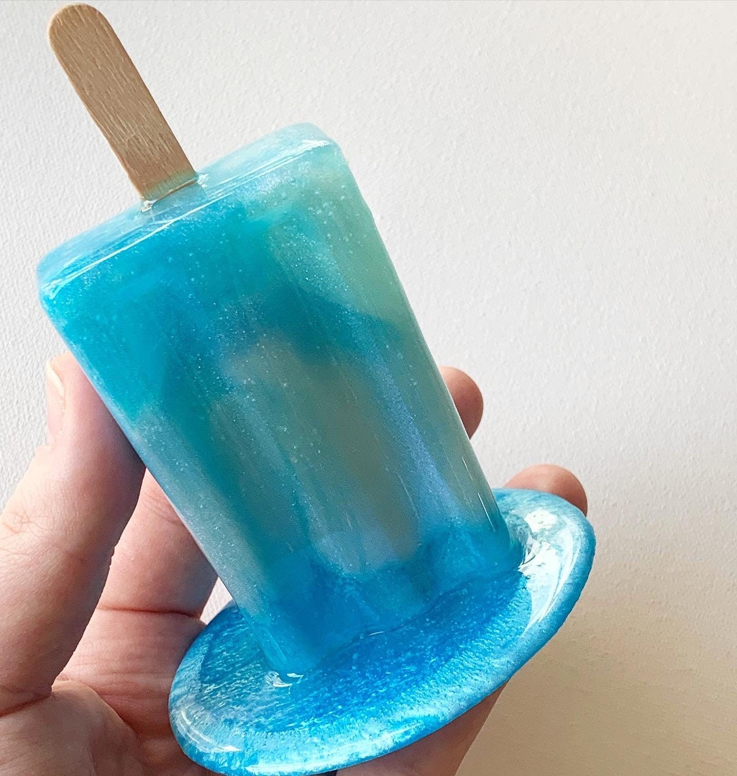 Blue Melting Popsicle Resin Sculpture