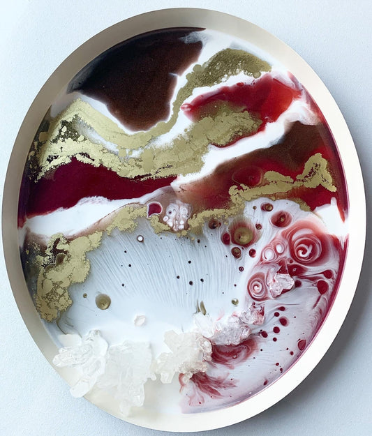 Decorative tray with resin art